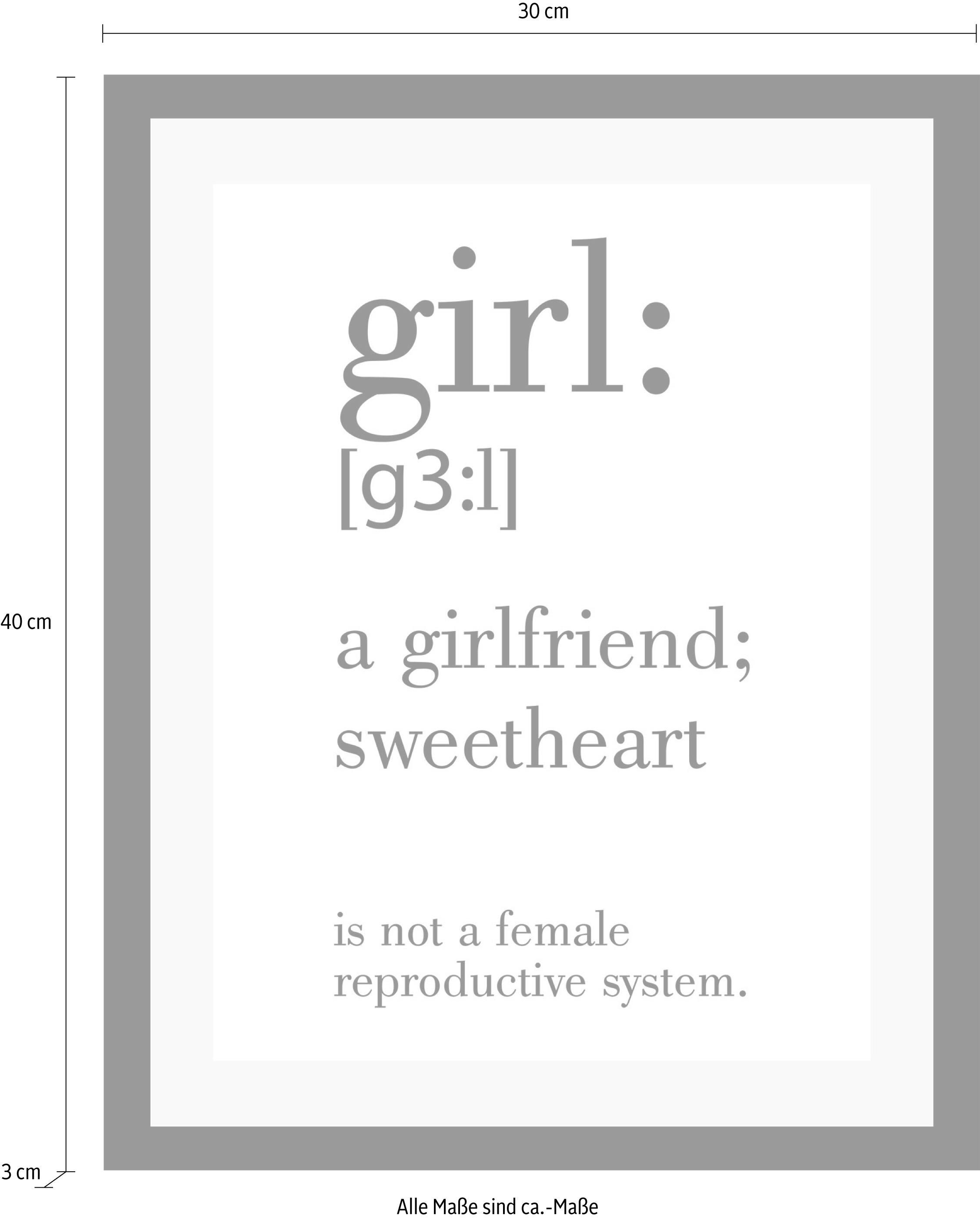 queence Bild »Girl« Humor | Motivationsbilder | Schriftzug | Schwarz-Weiss | Sprüche & Texte HD Premium Poster-Druck inkl. Holzrahmen