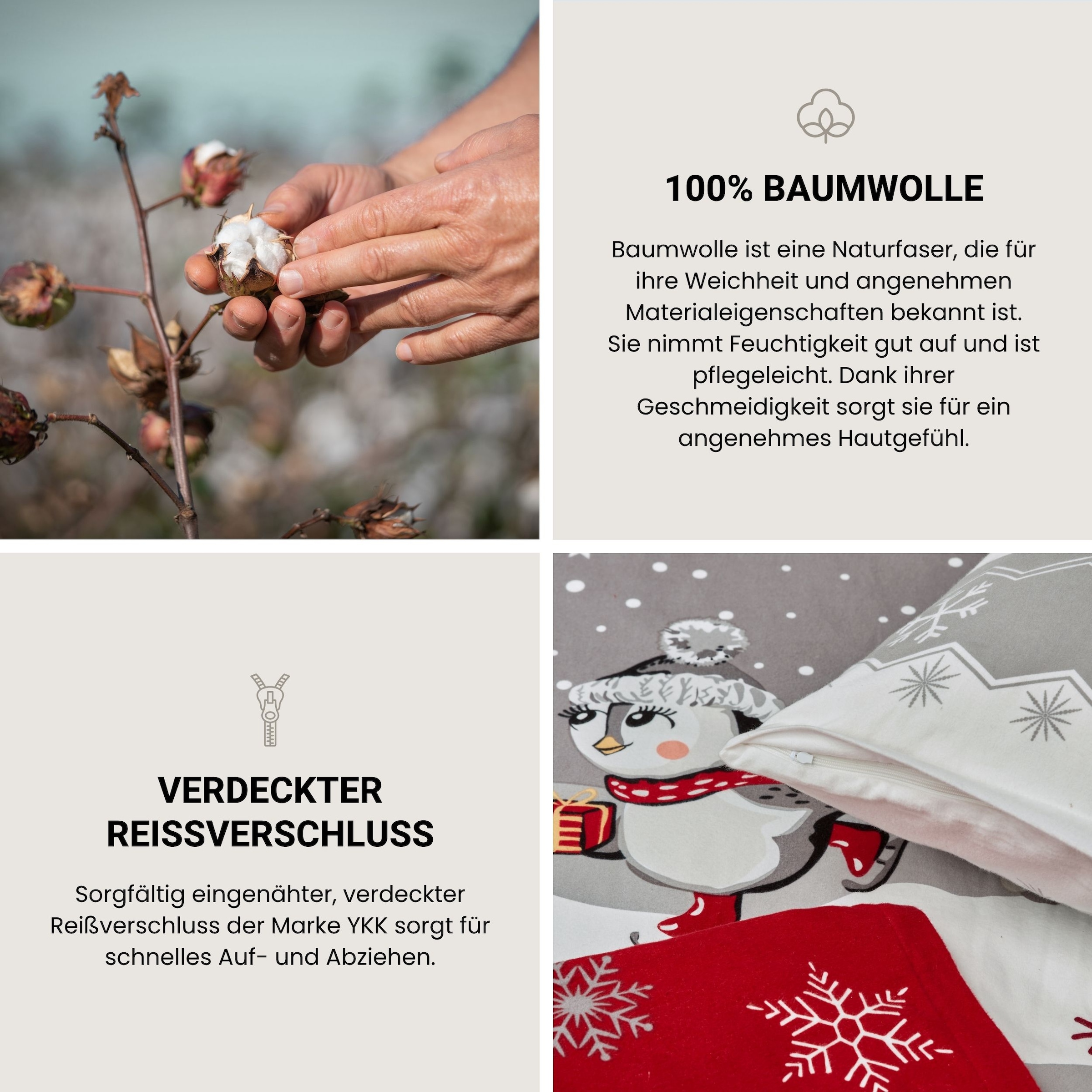 Schiesser Bettwäsche »Telso aus weicher Baumwolle mit süssen Pinguinen« 2 Stk. OEKO-TEX® MADE IN GREEN