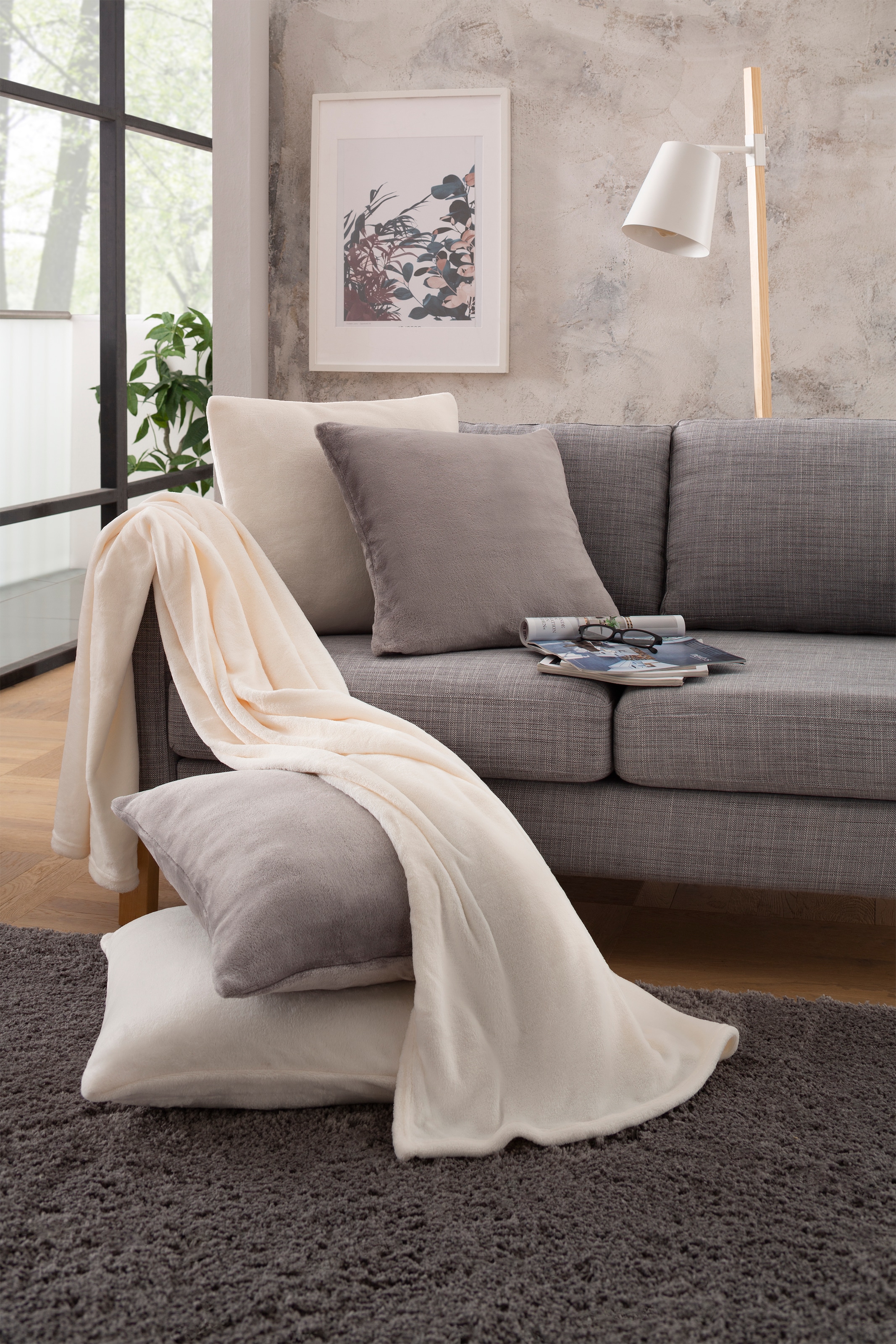 my home Dekokissen »Jil« aus super weichem Kuschelfleece, Kissenhüllen ohne Füllung, 2 Stück