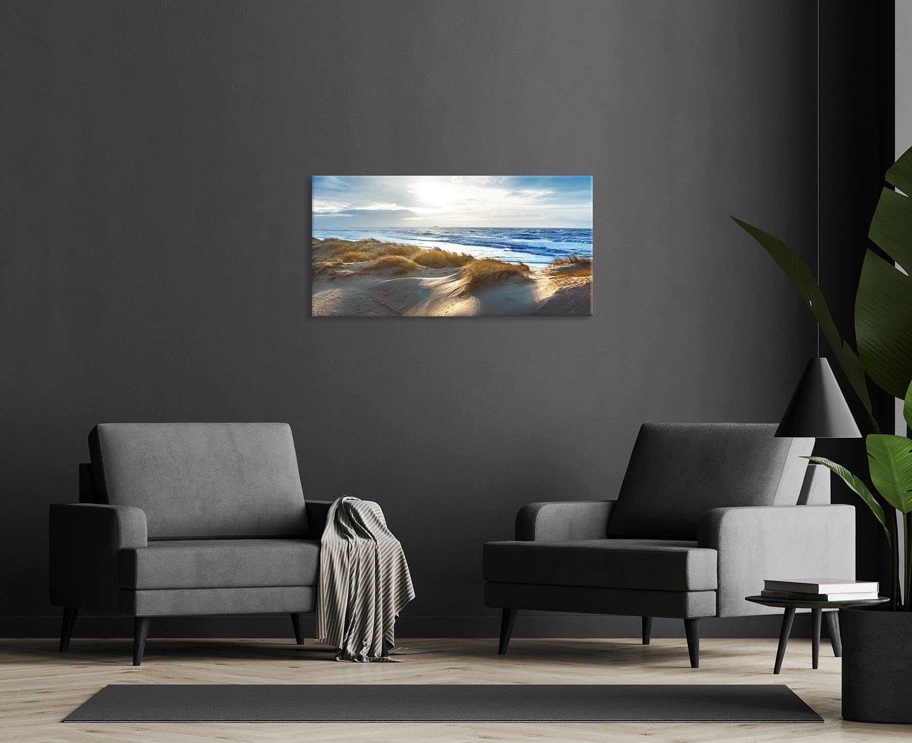 Bönninghoff Tableau sur toile »Wandbild DÜNE – Leinwandbild Keilrahmen Deko modern« Dune | Mer | Plage 1 cuis tlg. tendu sur châssis
