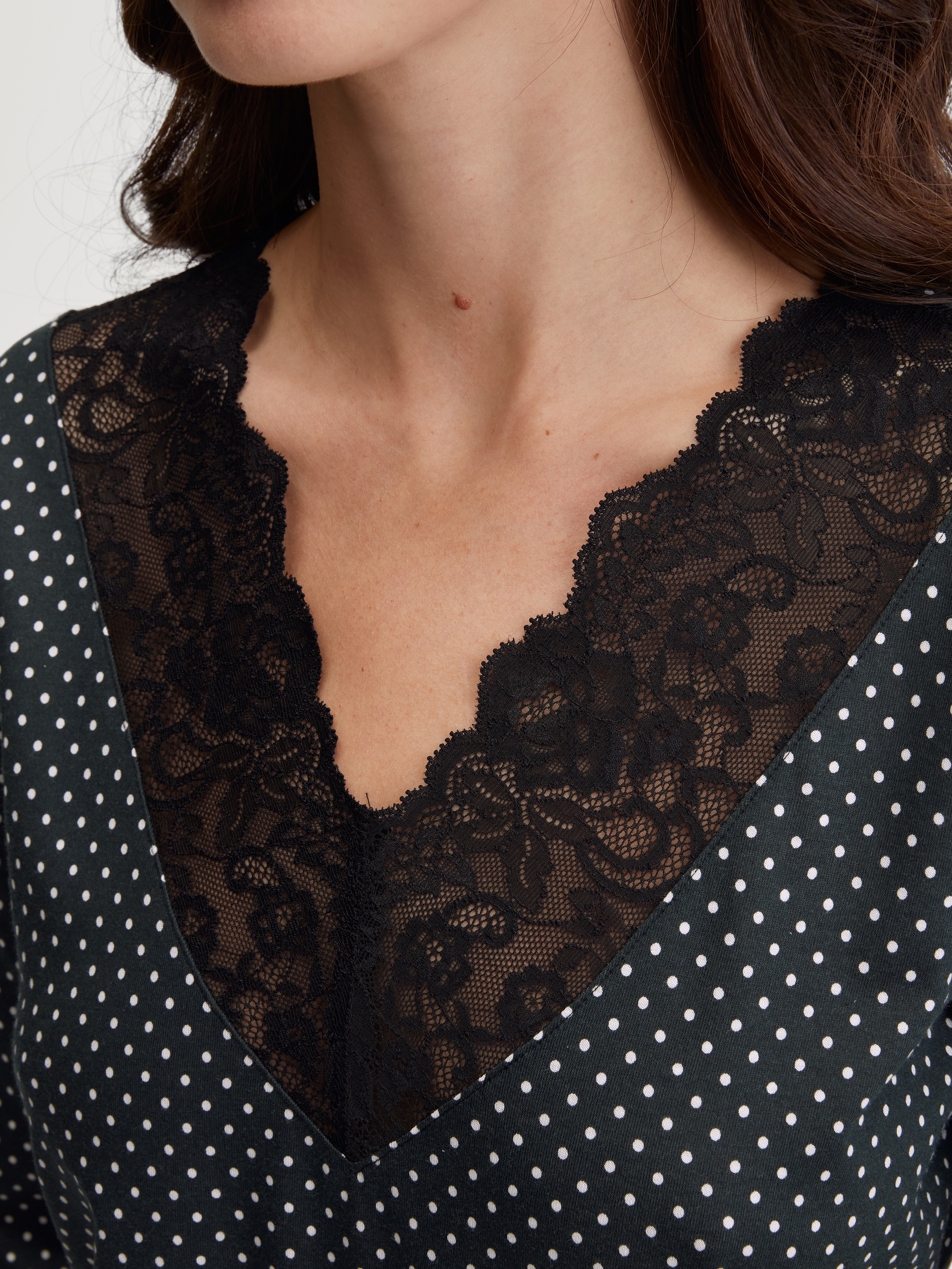 CALIDA Capri-Pyjama »Deep Dreams« 2 tlg. 7/8-Länge, gepunktet, Spitze, atmungsaktiv, weich