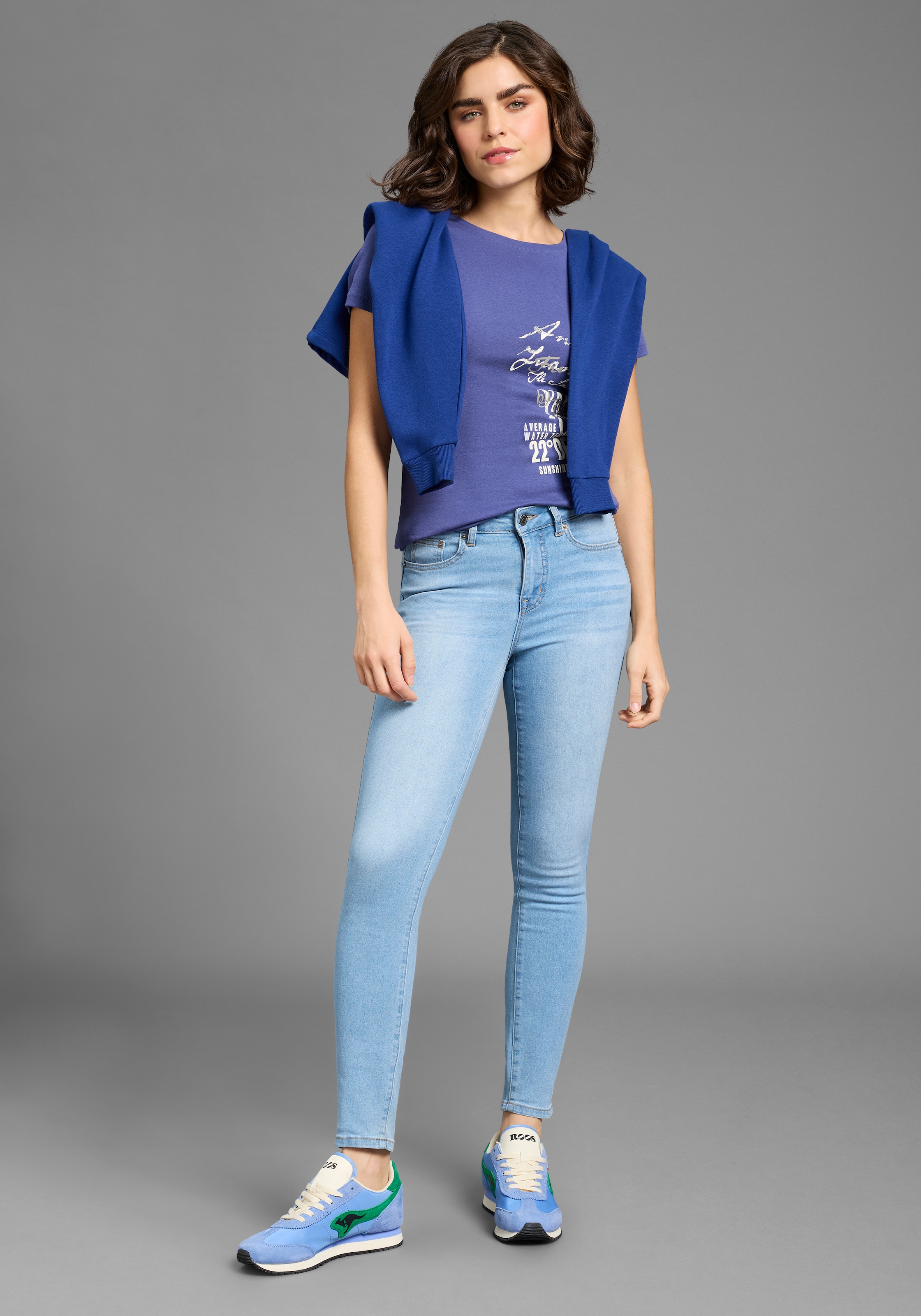 KangaROOS Jeans slim »CROPPED HIGH WAIST SLIM FIT« schmale Passform,  Röhrenjeans,  trendige Used-Waschung