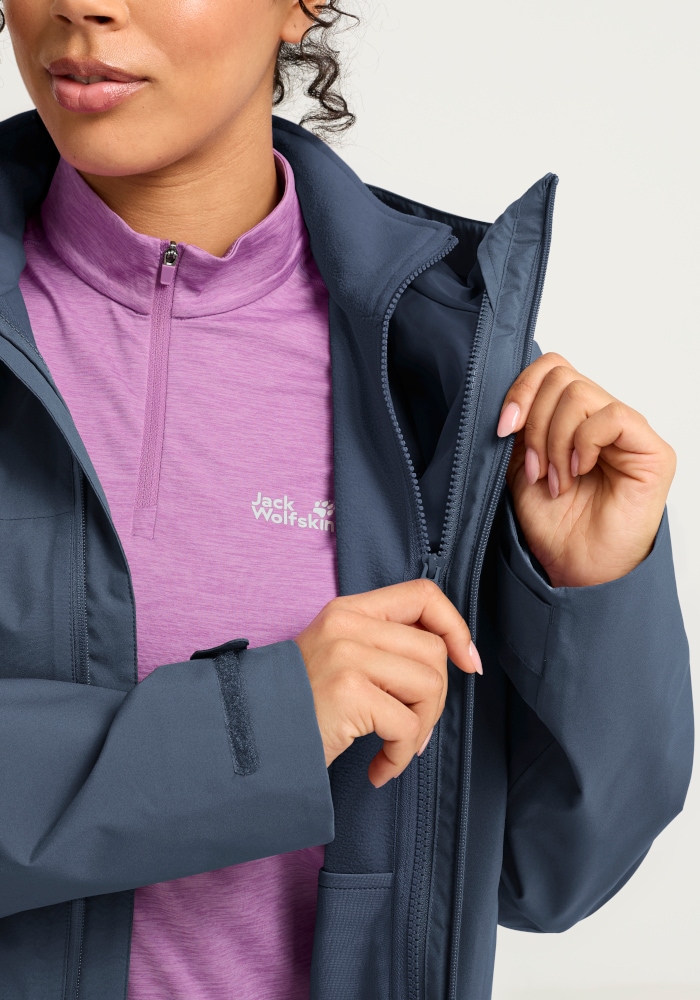 Jack Wolfskin Veste fonctionnelle 3 en 1 »MOONRISE 2 3IN1 JKT W« Veste fonction 3-en-1, pour la randonnée et autres activités de plein air,