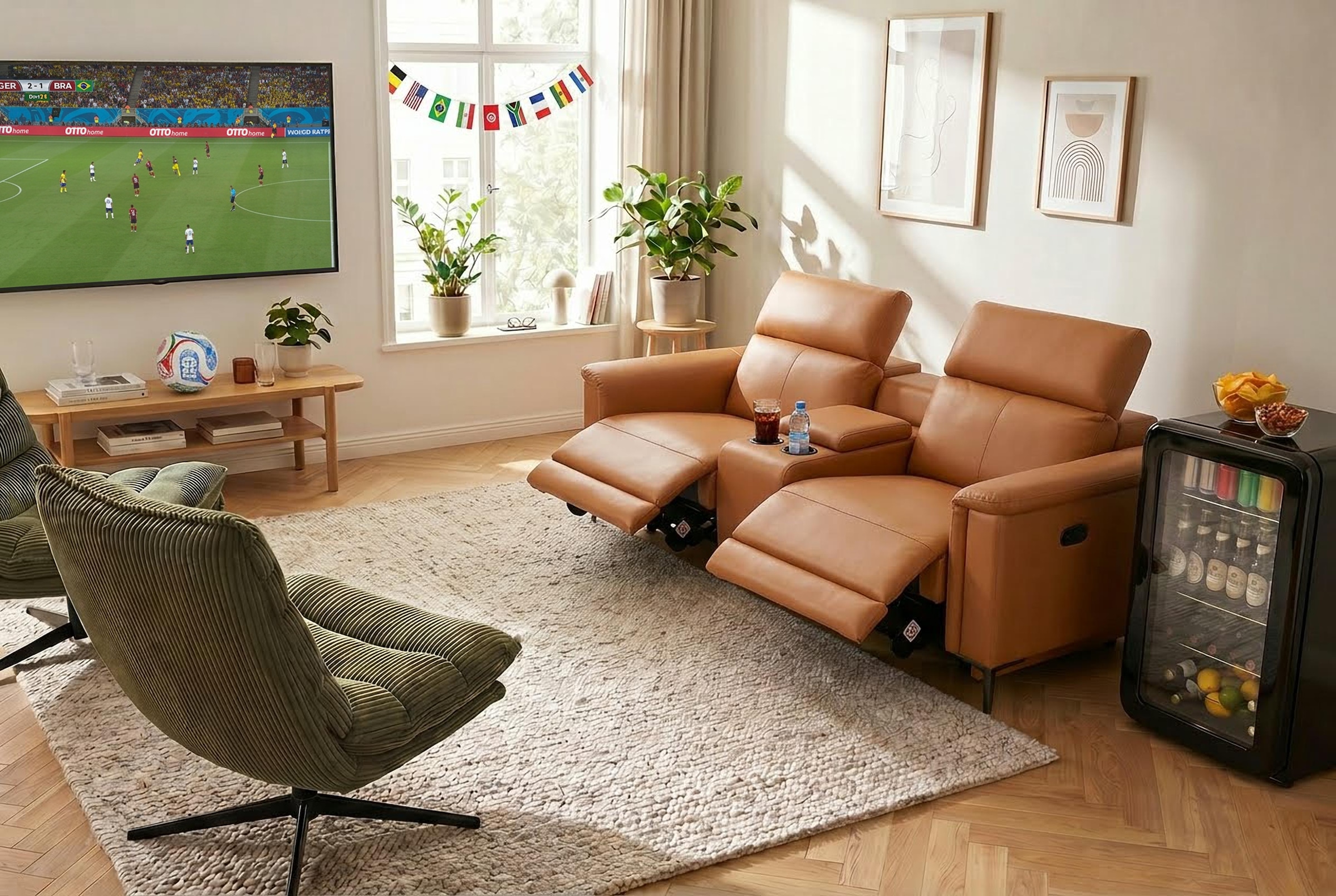 GOODproduct 2-places »LUND, Kinosofa, Relaxfunktion, TV-Sessel, manuell/elektrisch (USB-A)« Kopfteilverstellung, Getränkachhalter, u. Staufach
