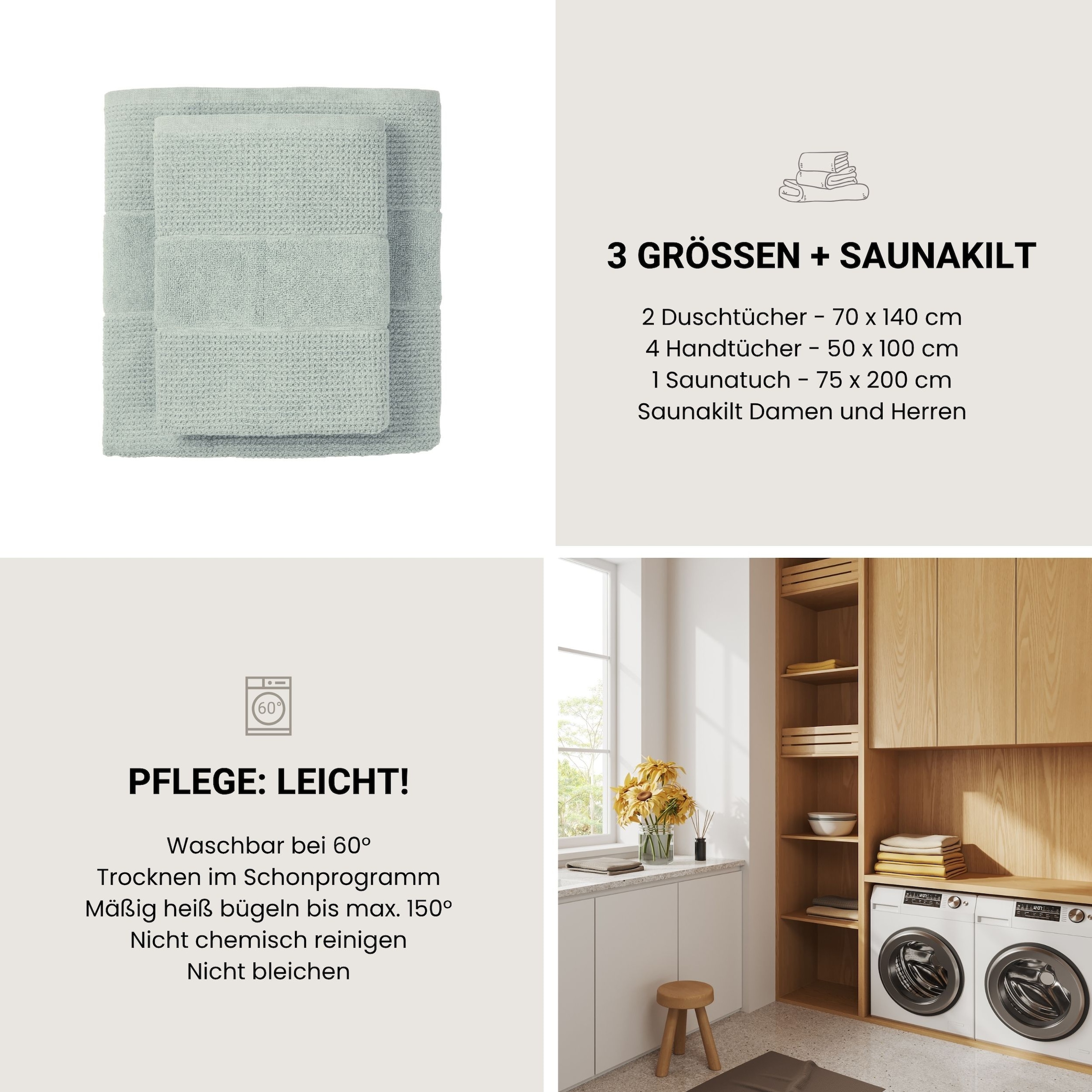 Schiesser Serviette de sauna »Turin in angesagter Reiskornoptik« Made in Green
