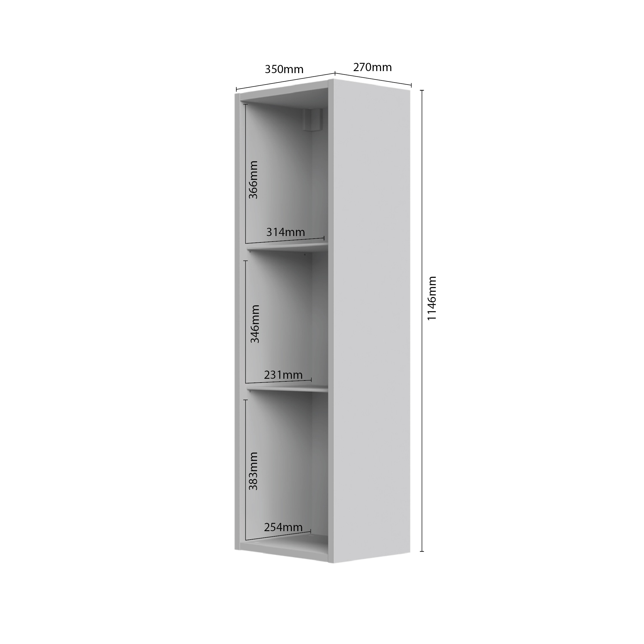GOODproduct Vitrine suspendue »Gala« (H/L/P) : 115/35/30 cm,  laqué UV, résistant aux rayures, très brillant, avec éclairage