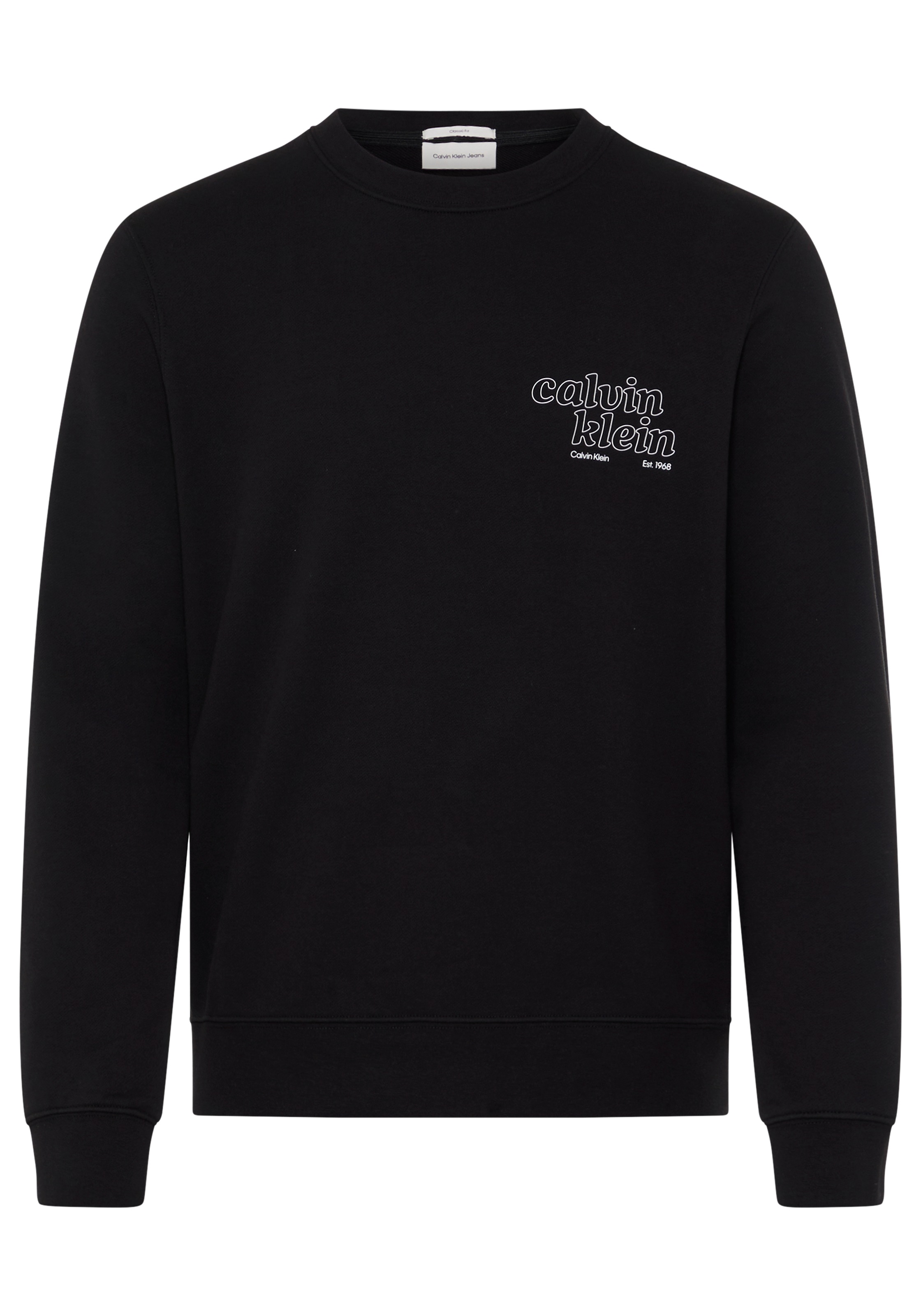 Calvin Klein Jeans Sweatshirt , Rundhalsausschnitt, Brustdruck, reine Baumwolle
