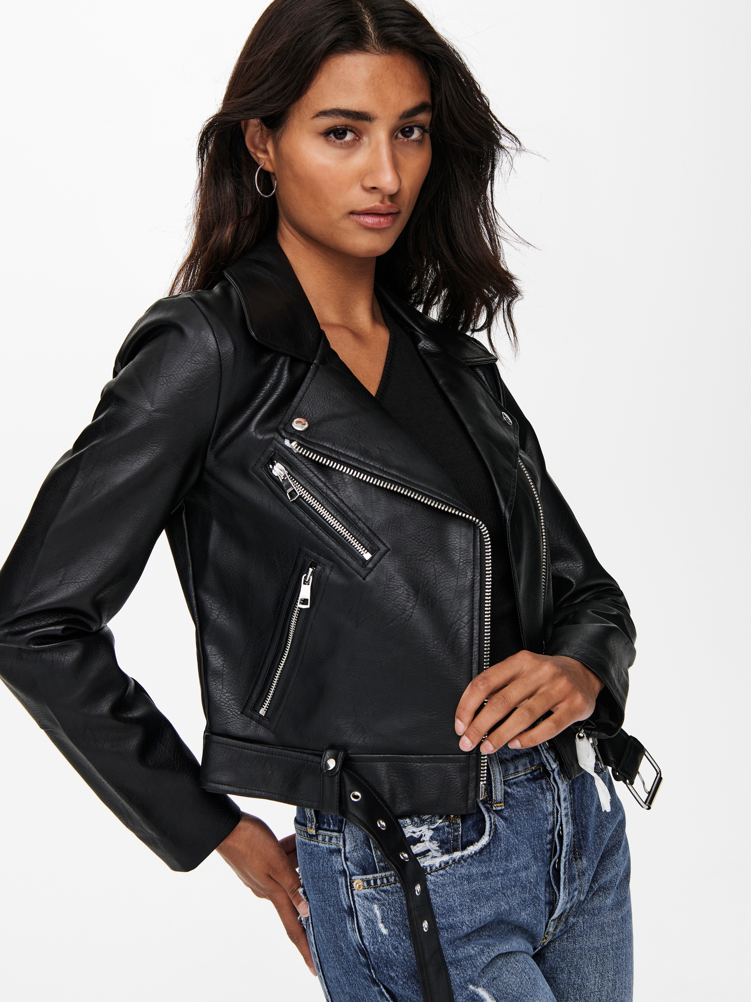 ONLY Lederimitatjacke »ONLVERA FAUX LEATHER BIKER CC OTW« mit Biker Details