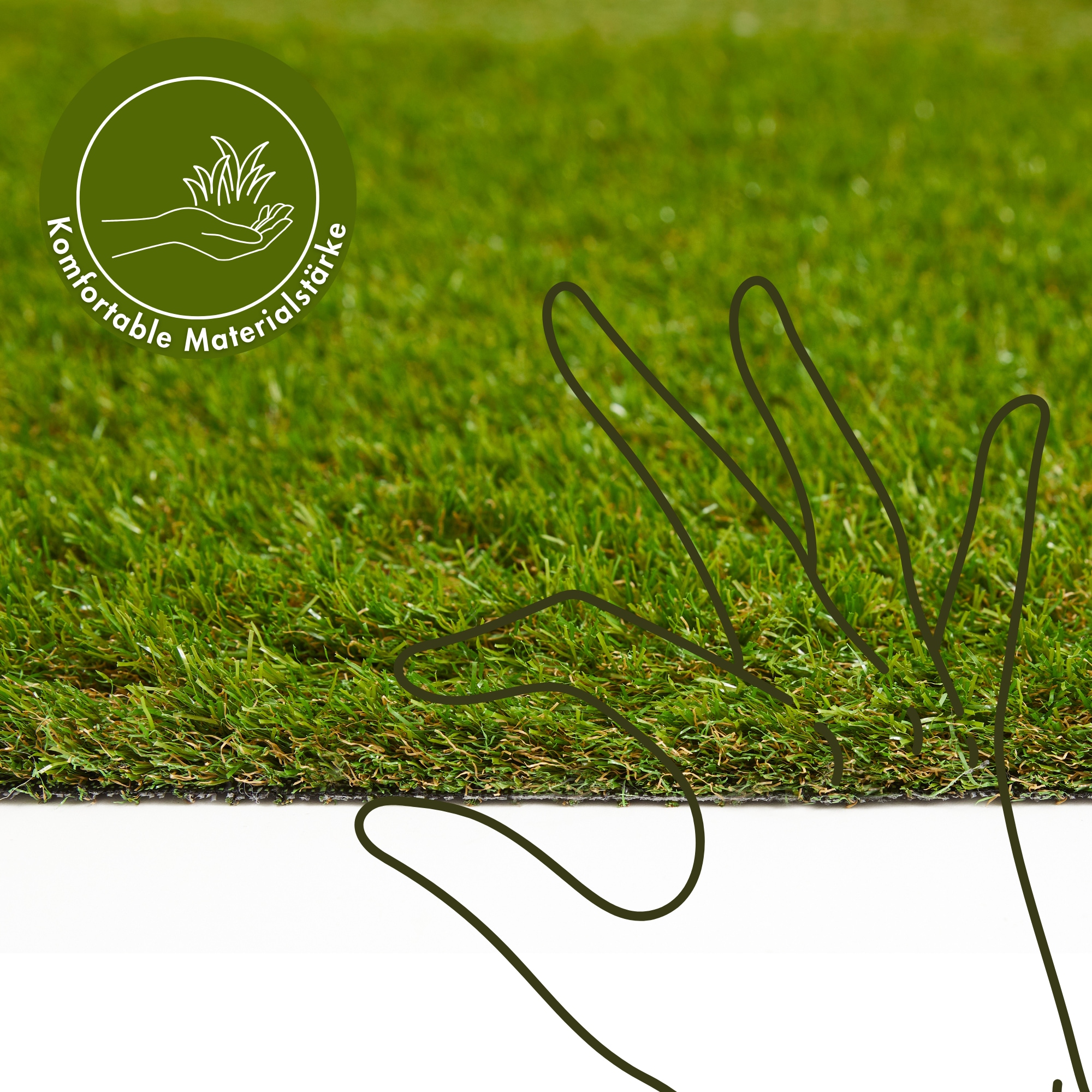 Andiamo Gazon synthétique »Rasenteppich Bali, Made in Belgium« Rectangulaire 25 mm Höhe realistische Optik, mit Drainagefunktion, für Balkon & Terrasse