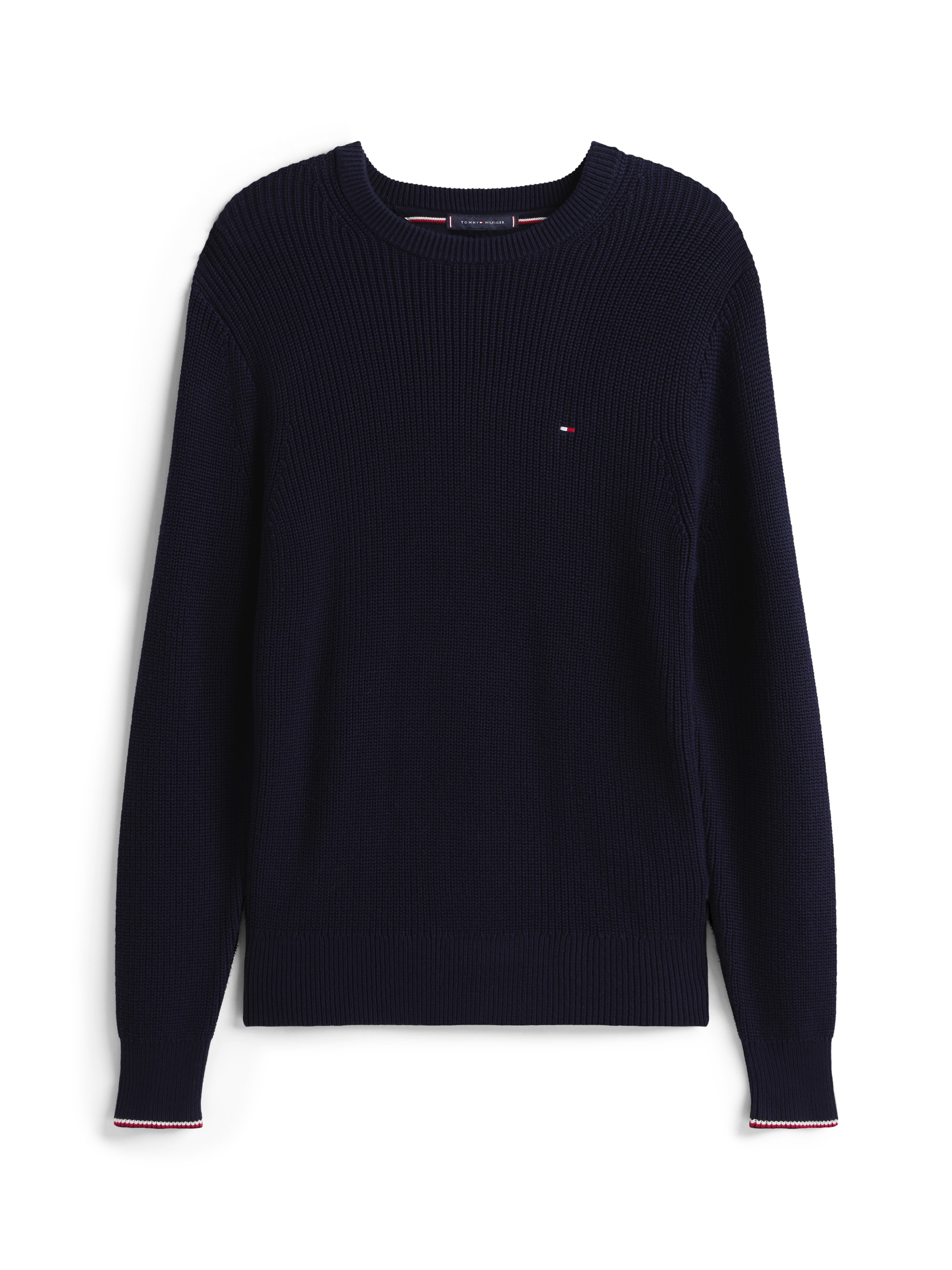 Tommy Hilfiger Pull à col rond »RWB RIB CREW NECK« mit Kontrast-Details