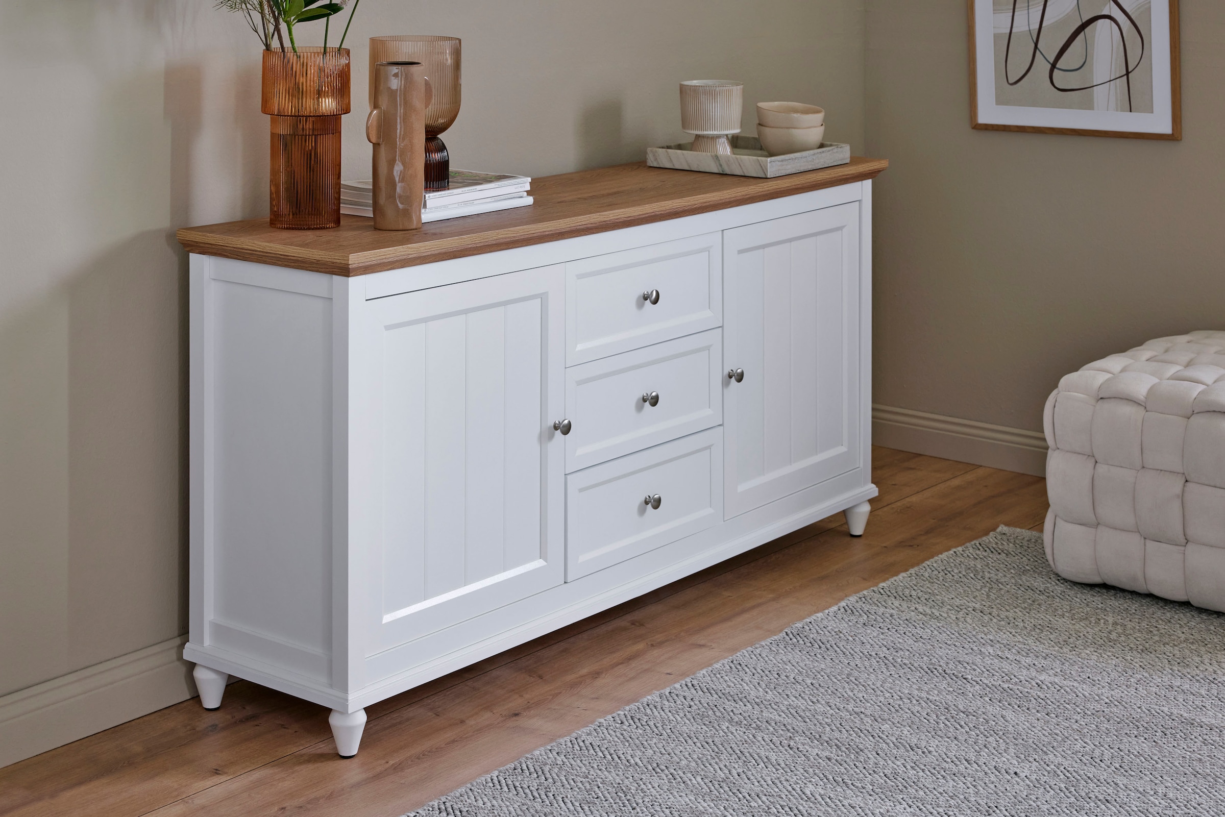 Jahnke Buffet »COTTAGE SB 150« 1 cuis tlg. Buffet, style campagne, 2 portes et 3 tiroirs, largeur env. 150 cm
