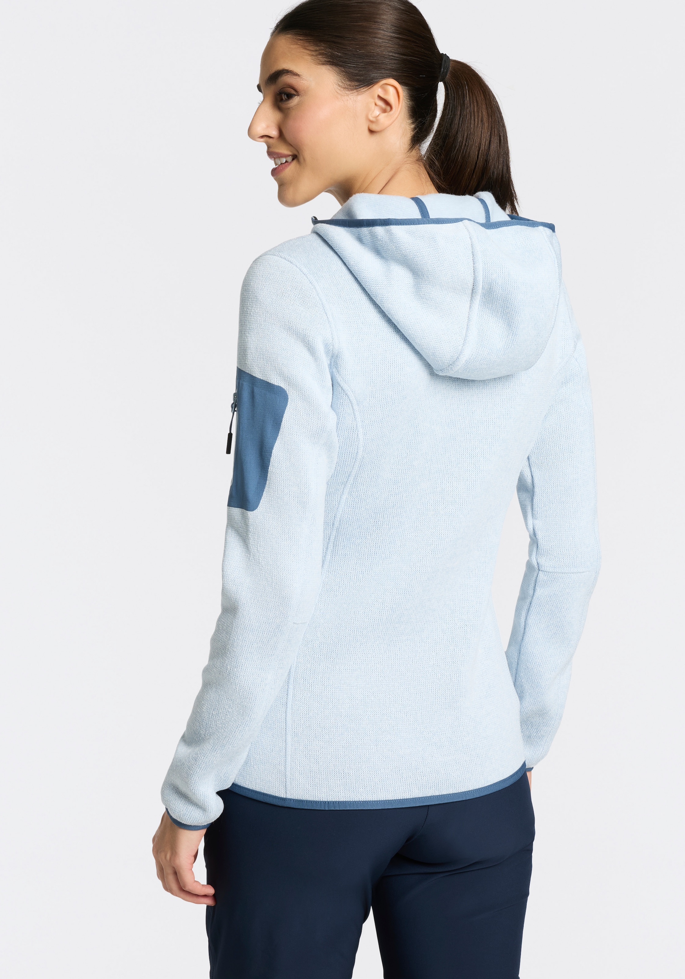 CMP Strickfleecejacke »KNITTED MELANGE HOODY WOMAN HOODY JACKET« mit Kapuze Ünbergangsjacke für Outdoor-Aktivitäten, mit Kapuze, atmungsaktiv
