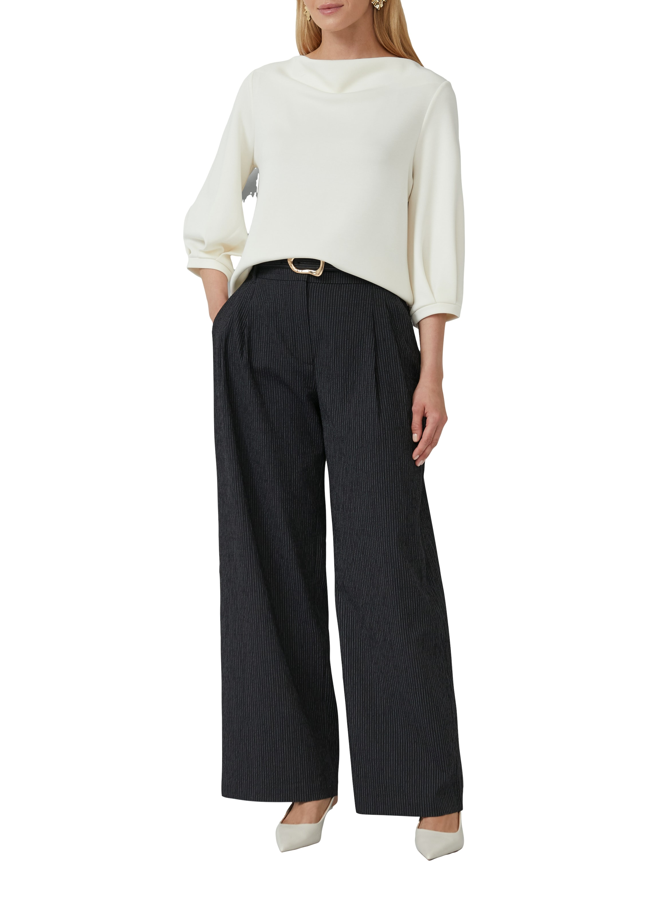 s.Oliver BLACK LABEL Sweatshirt , mit Wasserfall Ausschnitt
