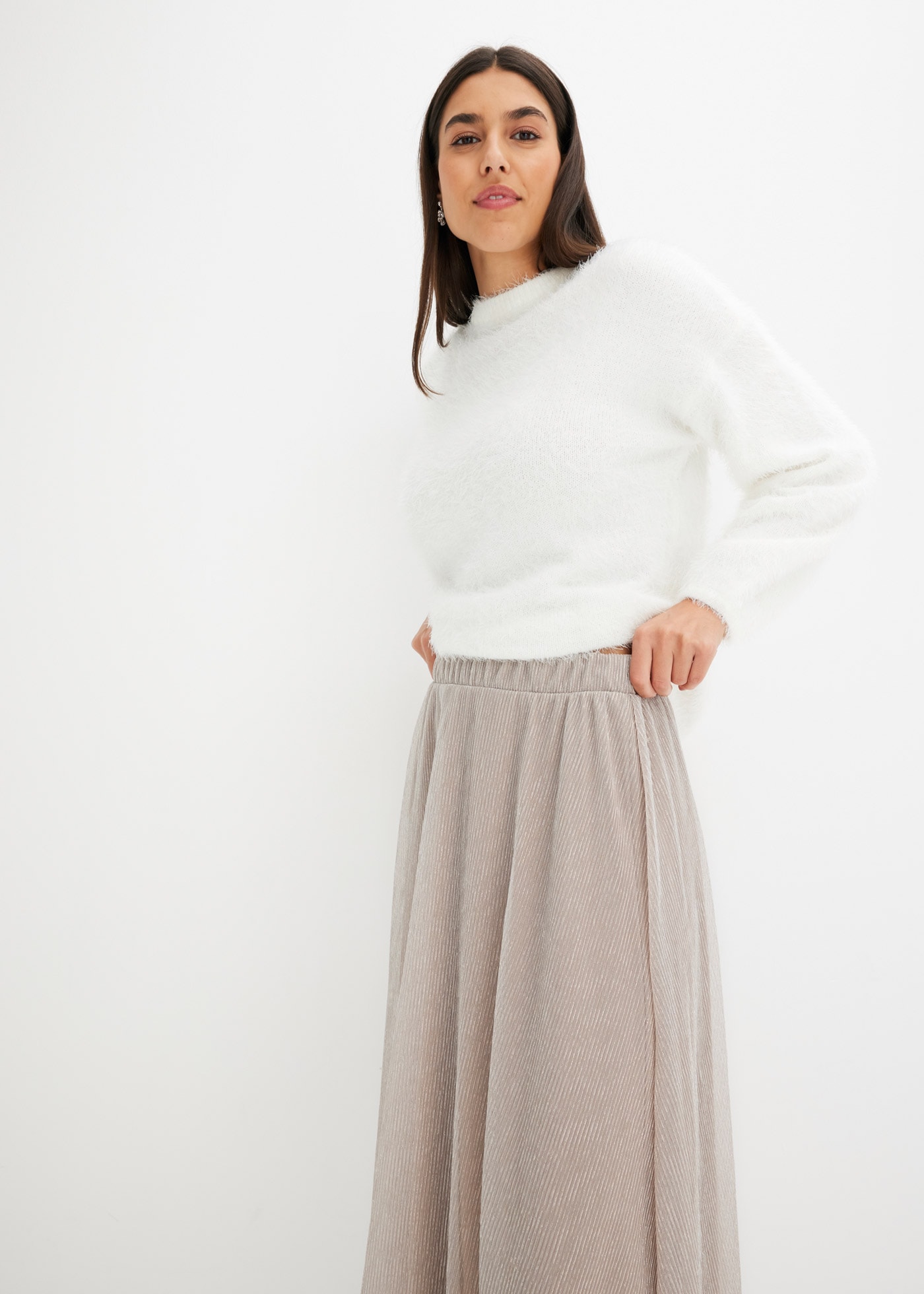 bonprix Jupe en jersey »Jerseyrock« aus leicht transparentem Materialmix, ausgestellte Passform