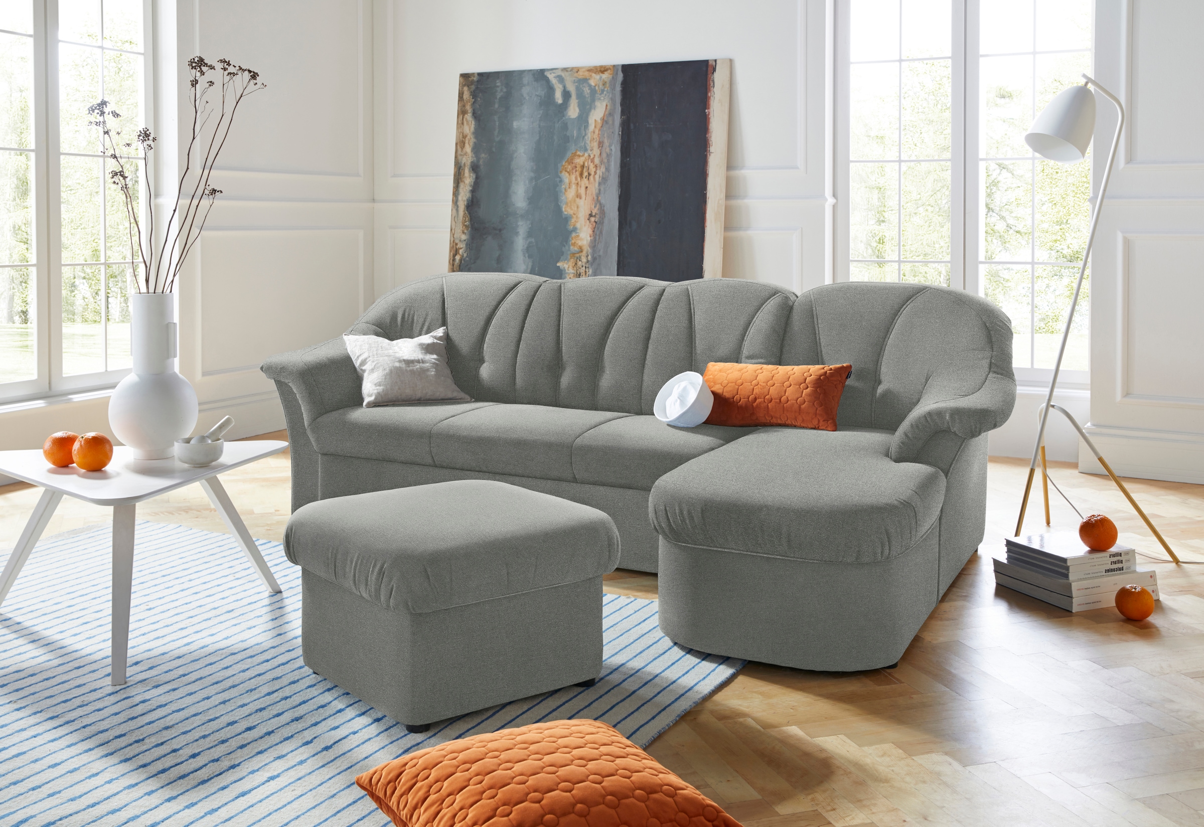 DOMO collection Ecksofa »Pegnitz, elegante Rückensteppung,  komfortabel, Breite 238cm, L-Form« wahlweise mit Bettfunktion