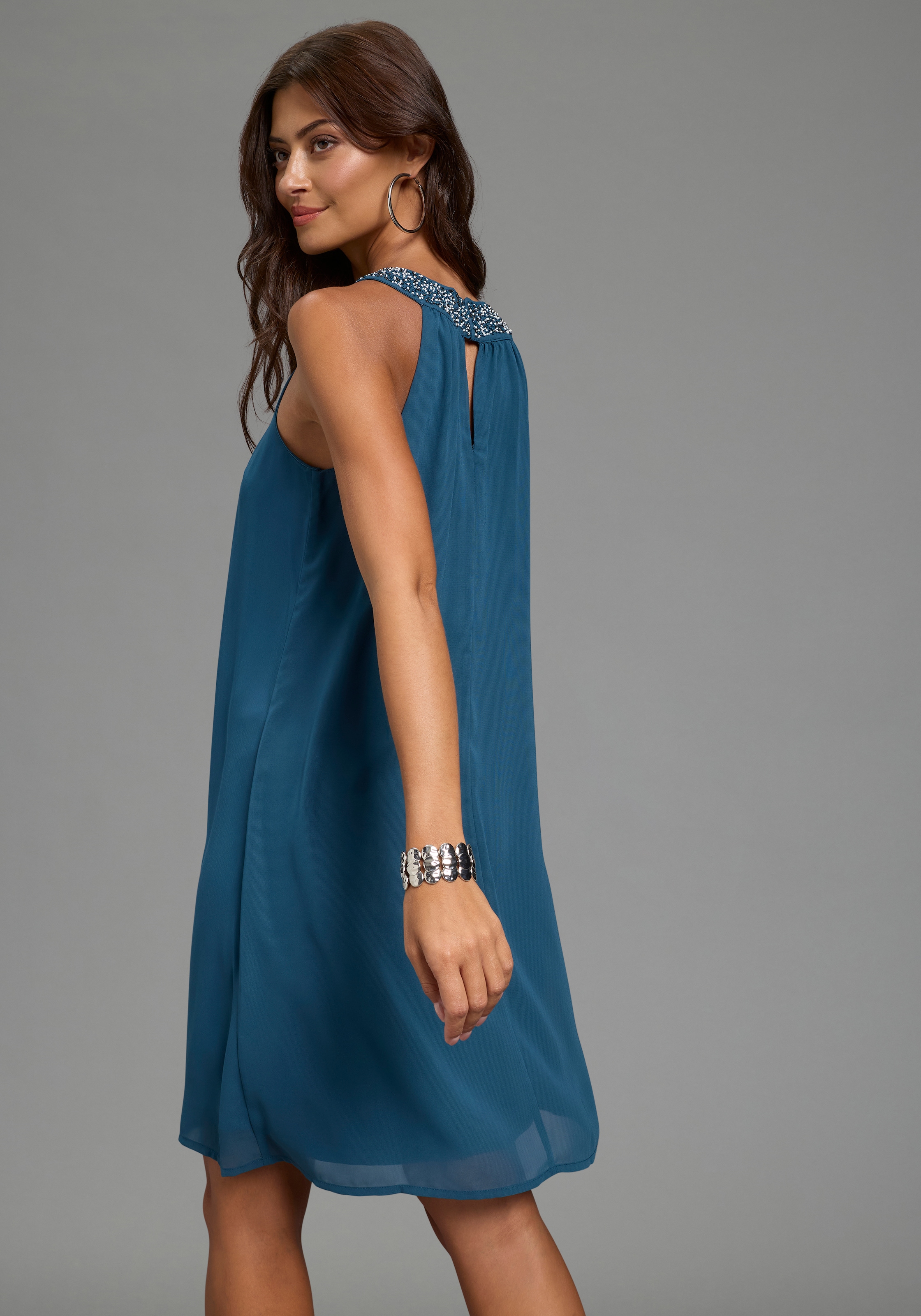Laura Scott Robe de soirée pour occasions spéciales, en georgette avec doublure jersey, longueur genoux