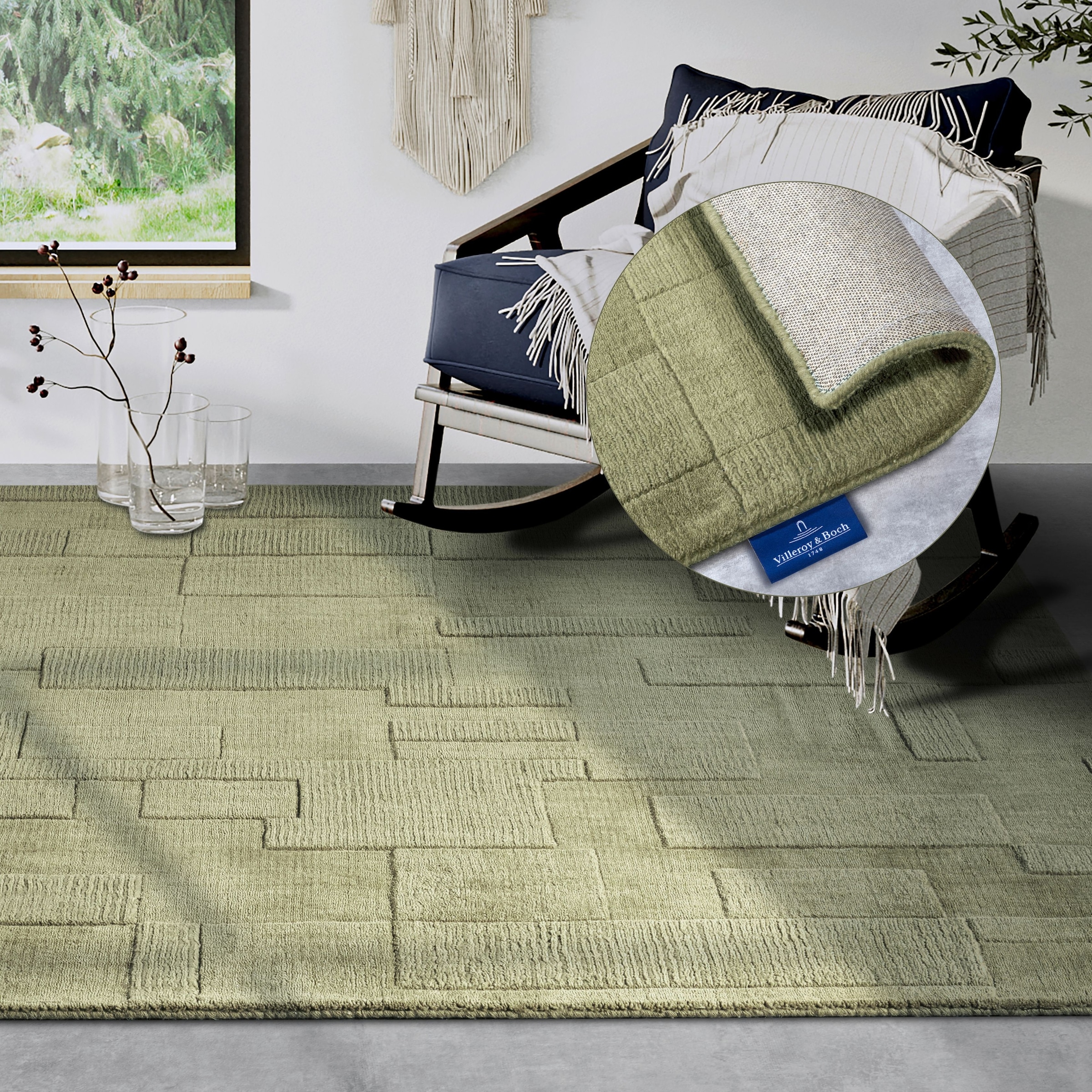 Villeroy & Boch Wollteppich »Wilhelmine« rechteckig 10 mm Höhe Läufer, handgewebt, Wolle, Natur, Wohnzimmer, Geometrie, Boho