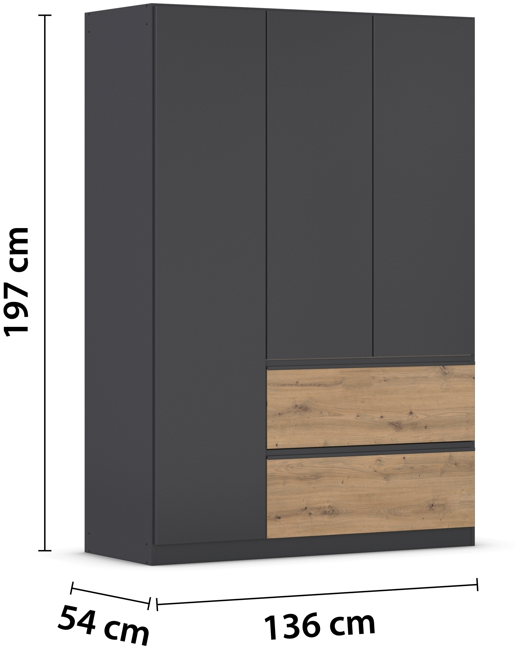 rauch 1100000002199 »Kleiderschrank Schrank Garderobe Wäscheschrank Schlafzimmer JOEL« in 3 verschiedenen Ausstattungen BASIC/CLASSIC/PREMIUM,  mit zwei Schubladen, mit Push-to-Open Funktion MADE IN GERMANY