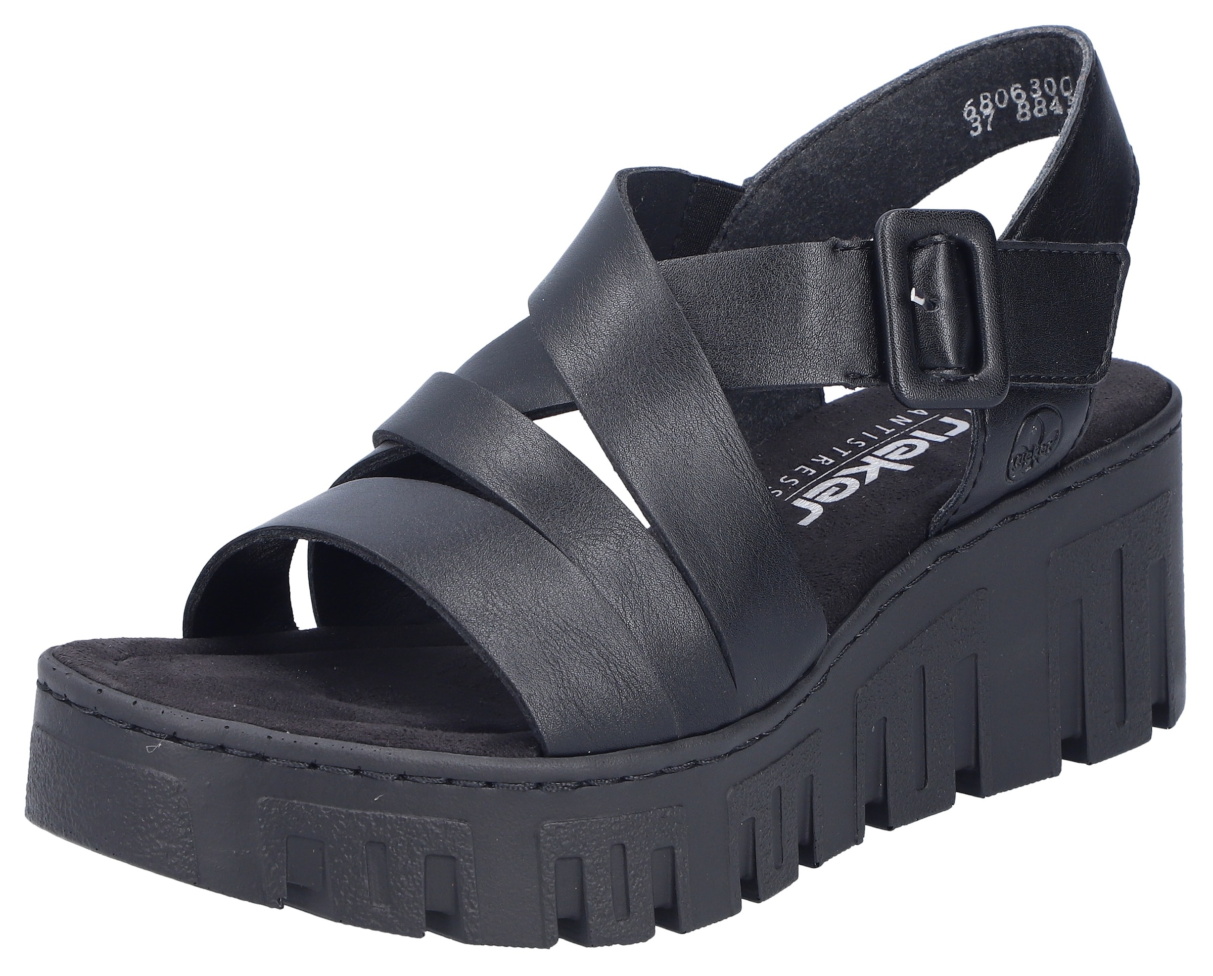 Rieker Sandales à plateforme  chaussure d’été, sandalette compensée avec fermeture velcro