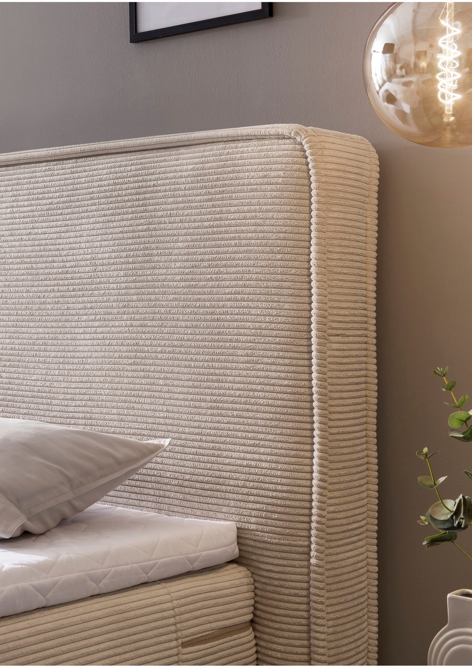Home affaire Boxspringbett »SHERWOOD Cord Hotelbett, Polsterbett Premiumbett Boxbett« Bestseller Otto´s Choice Luxusbett in 4 Breiten,  Hochwertiger Cord ,weiche Velours-Struktur, mit premium Topper,