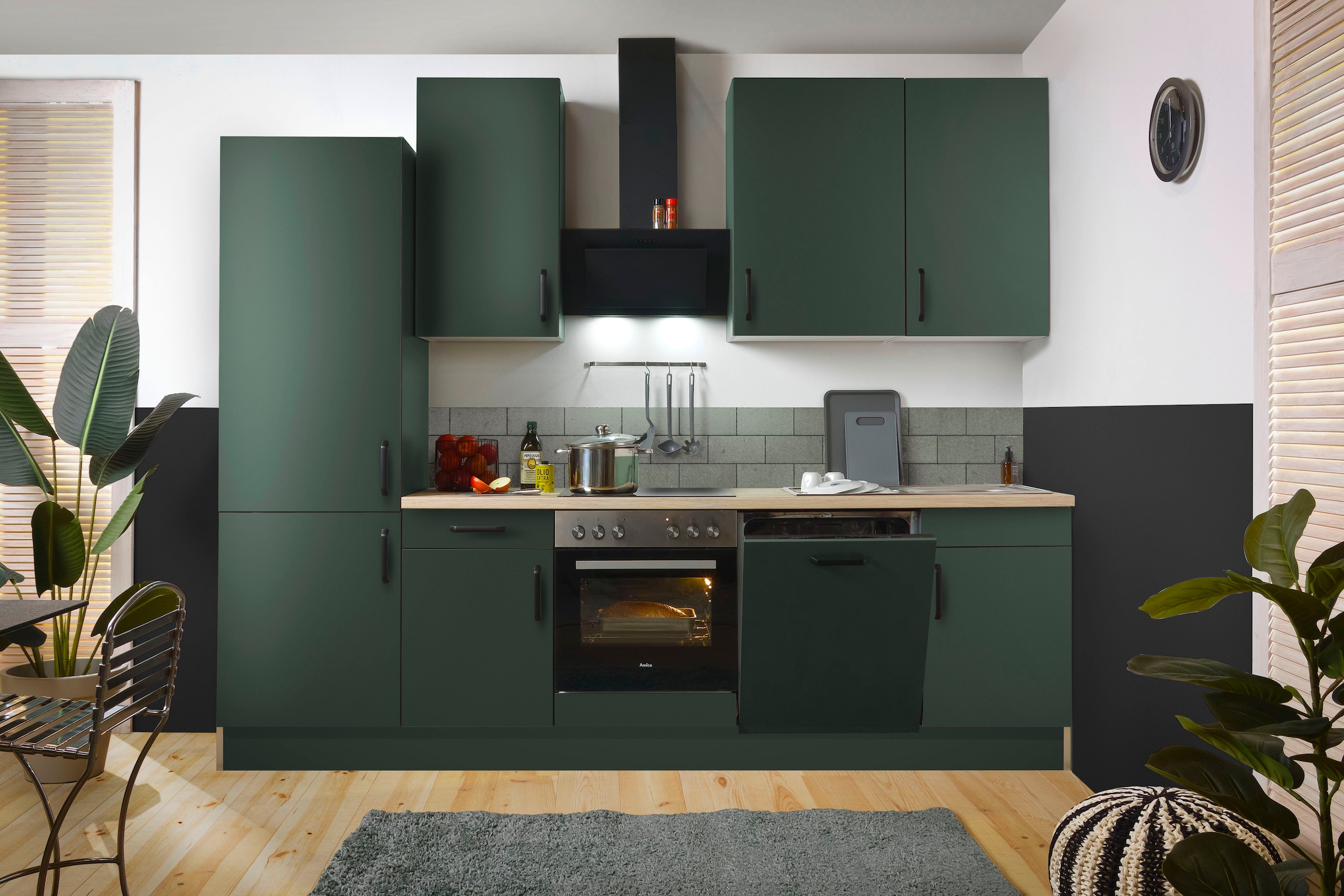 wiho Küchen Küchenzeile »"Simi", mit verstellbaren Füssen, Breite 280 cm,« wahlweise mit E-Geräten, Soft-Close-Funktion in Schubkästen & Auszügen