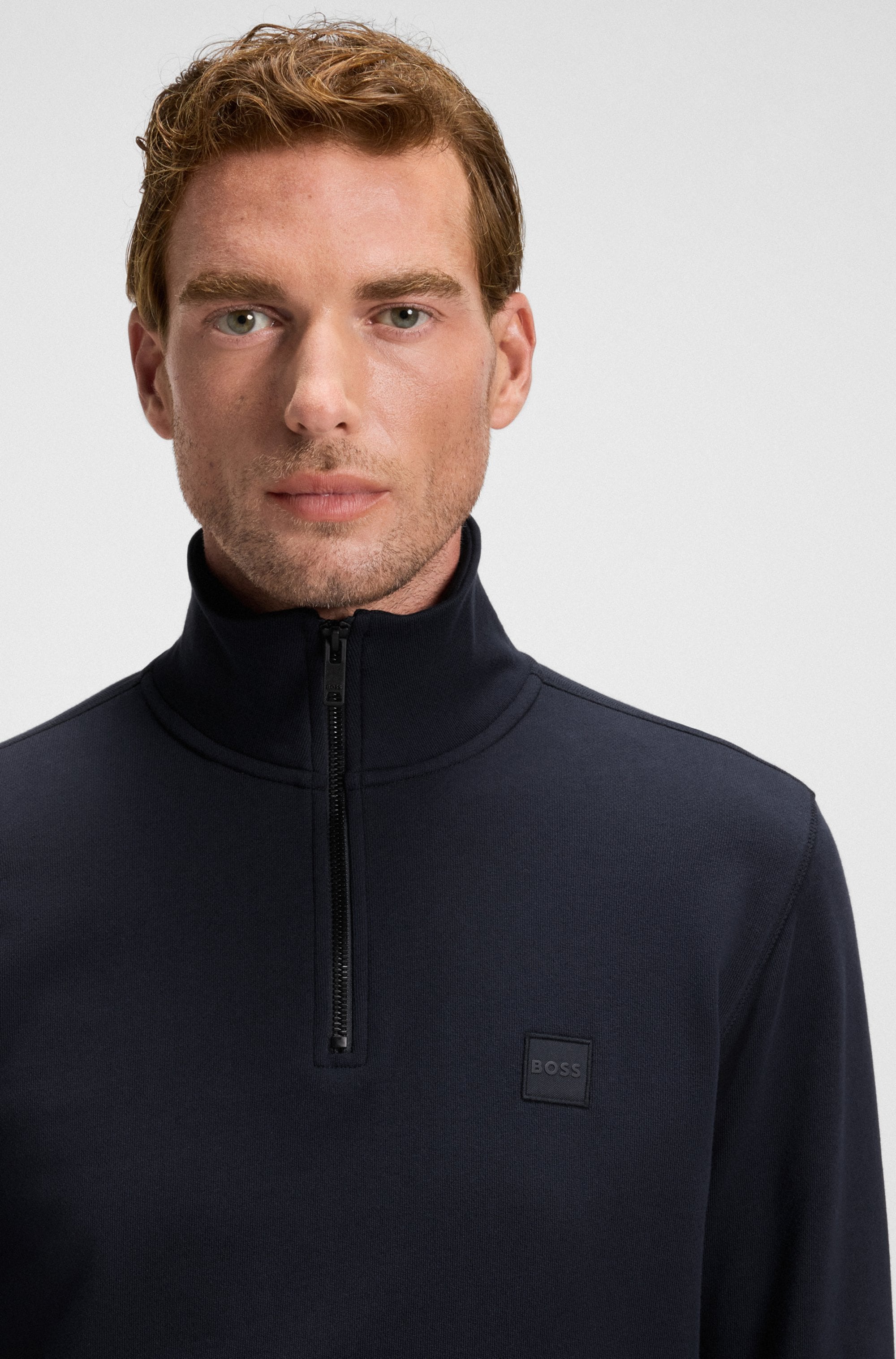 BOSS ORANGE Sweatshirt »Zetrust«, 1 cuis Troyerkragen mit Reissverschluss, Regular Fit, BOSS-Label
