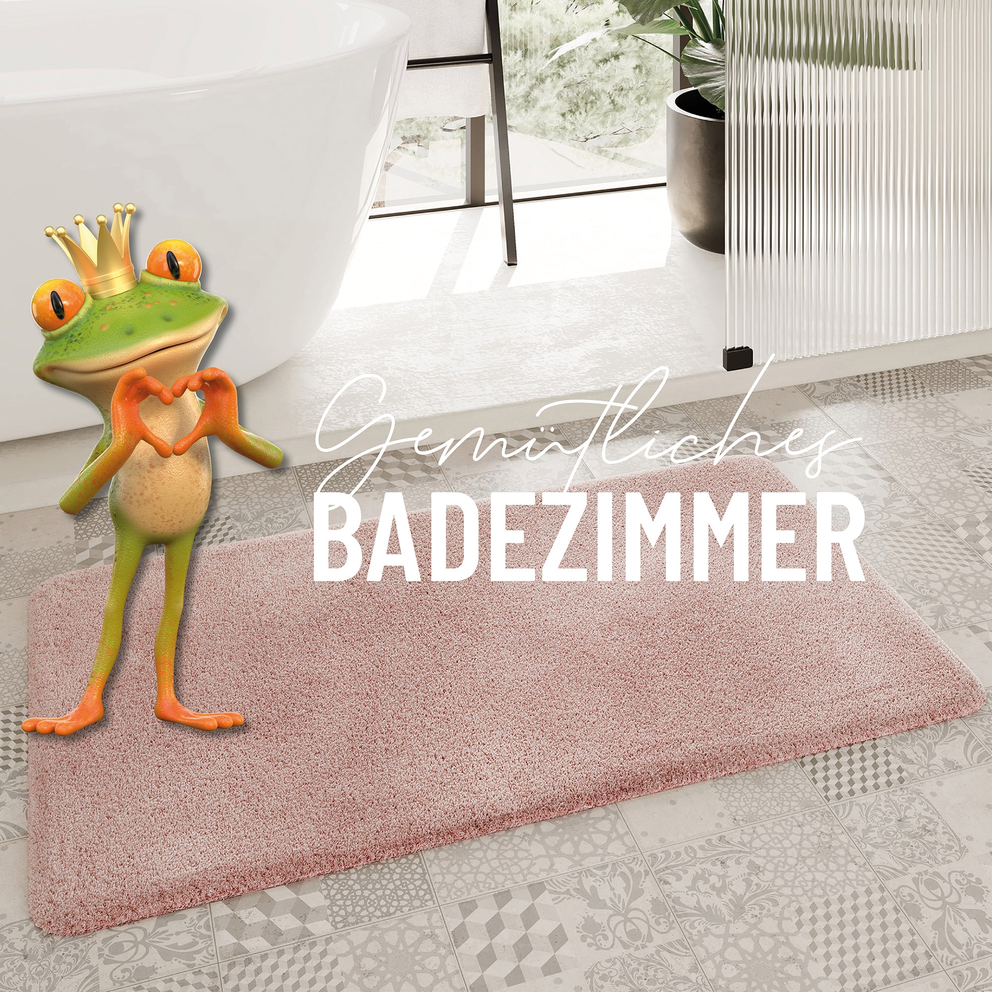 Homie Living Badematte »Porto Azzurro« Höhe 30 mm rutschhemmend beschichtet fussbodenheizungsgeeignet | schnell trocknend Badteppich, uni, rechteckig & rund, waschbar, Badezimmerteppich