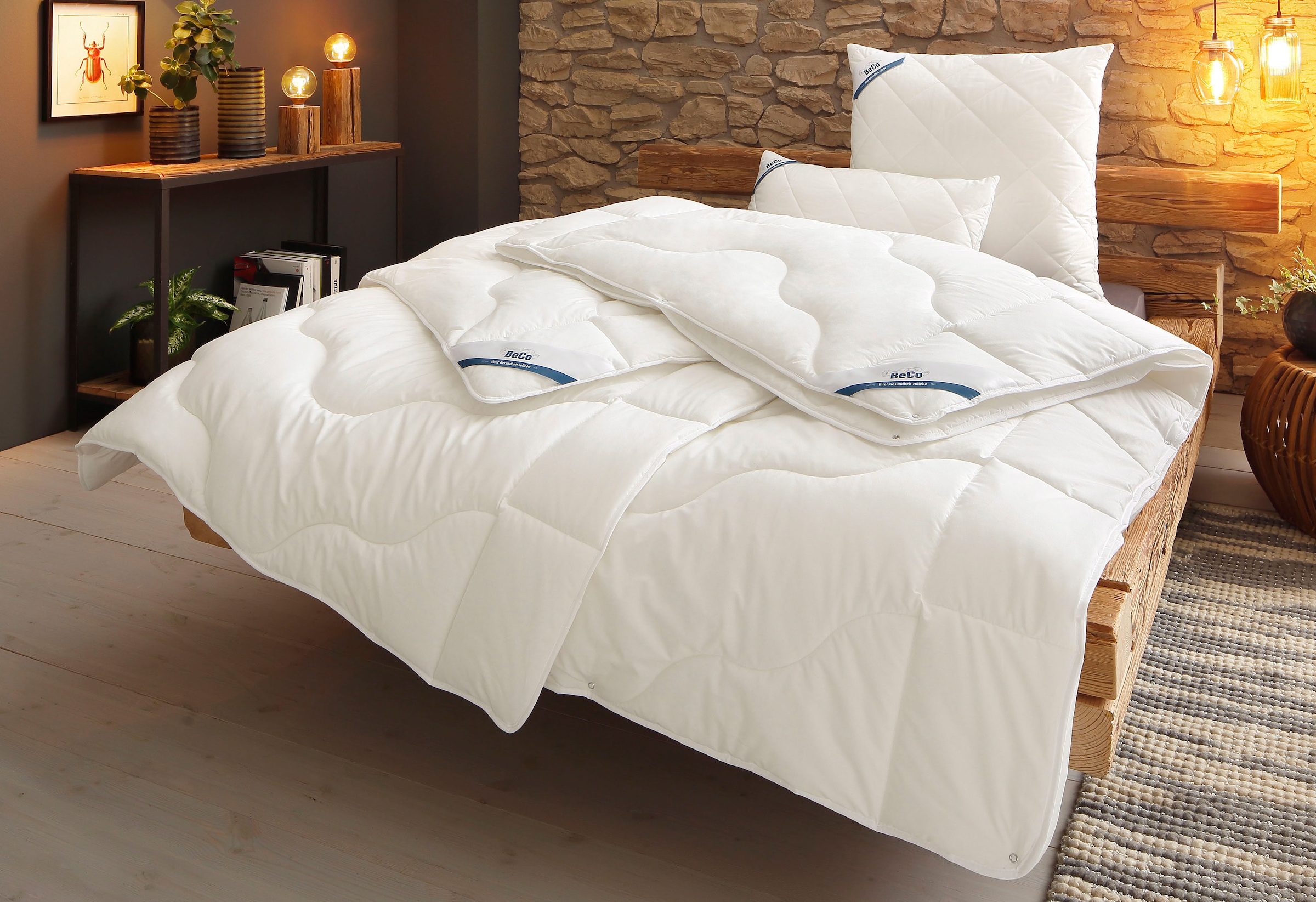 Beco Oreiller en microfibre »BeCo Greenfirst gestepptes Kopfkissen 40x80 & 80x80cm« Füllung: boulettes de fibres 1 cuis tlg.