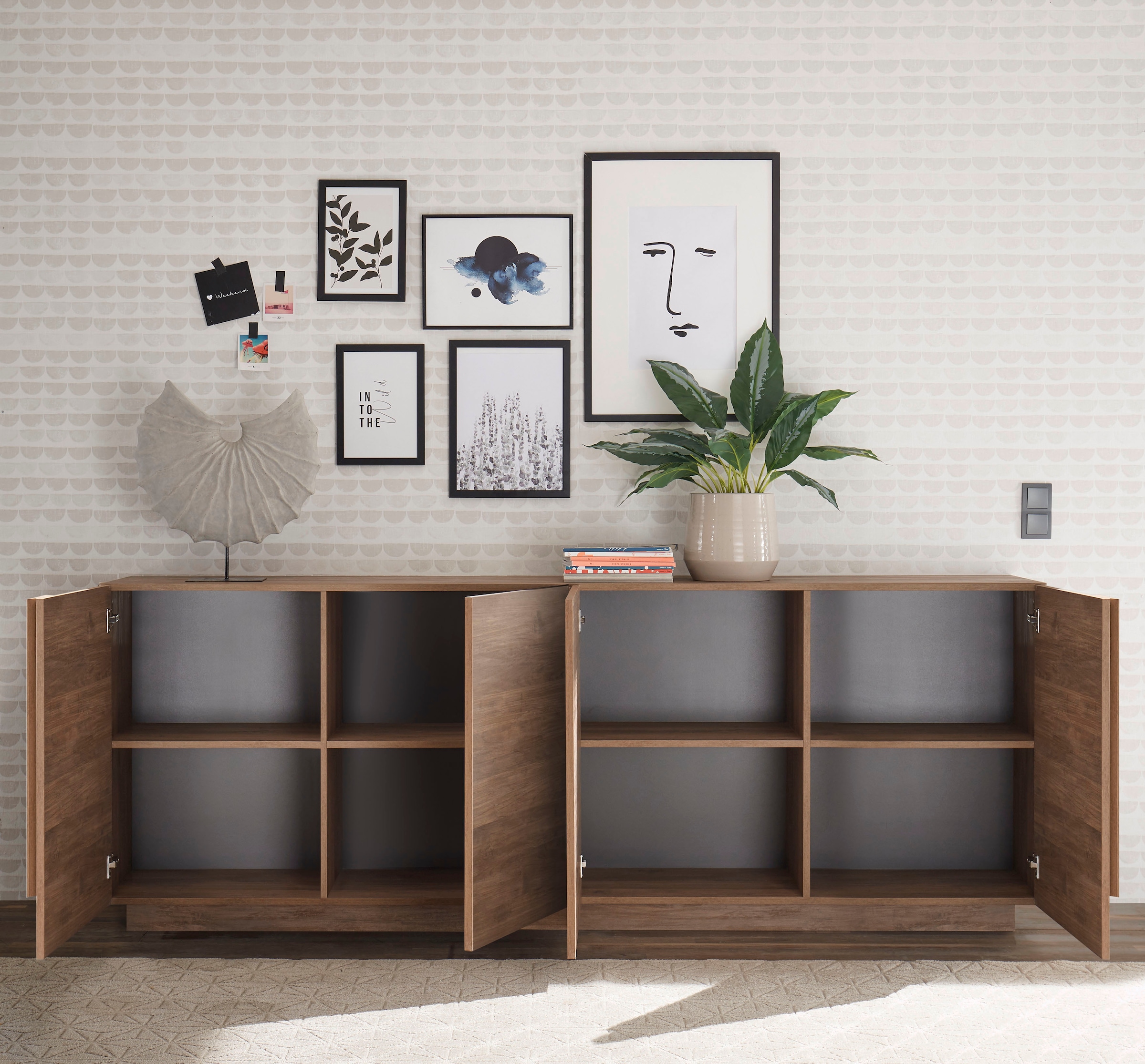 Home affaire Sideboard »Jupiter, Breite 241 cm, Kommode 4 Türen - Soft Closing, Anrichte« moderne Griffblende, FSC®, cleveres Stauraumkonzept