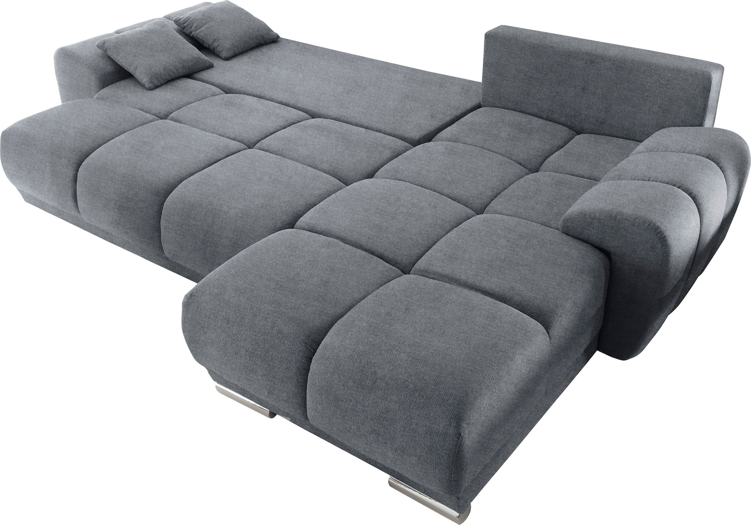 ED EXCITING DESIGN Canapé d'angle »Anton L-Form« mit Bettfunktion, Bettkasten & 2 Zierkissen