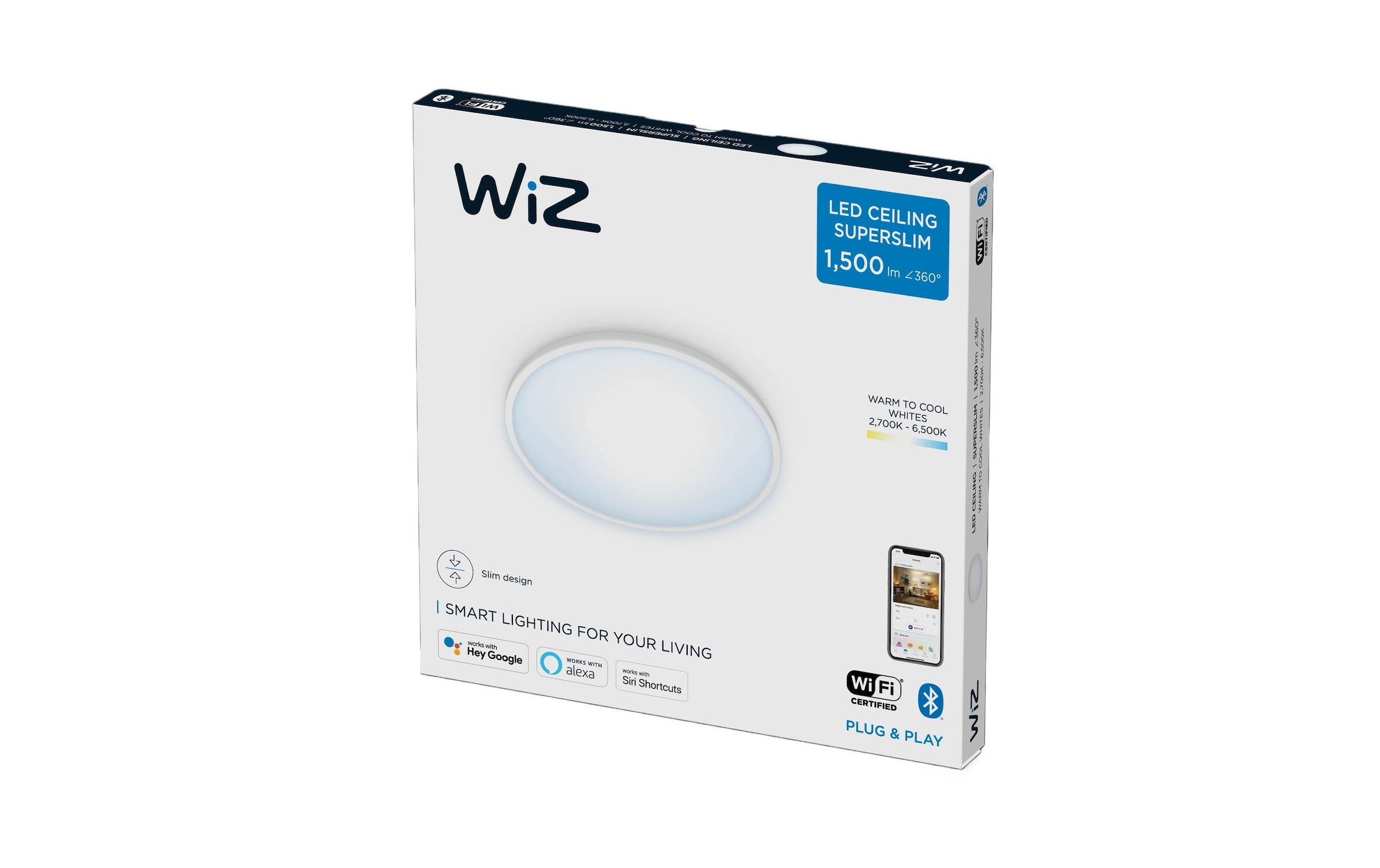 WiZ Plafonnier LED »SuperSlim 16W Tunable White Weiss Einzelpack«