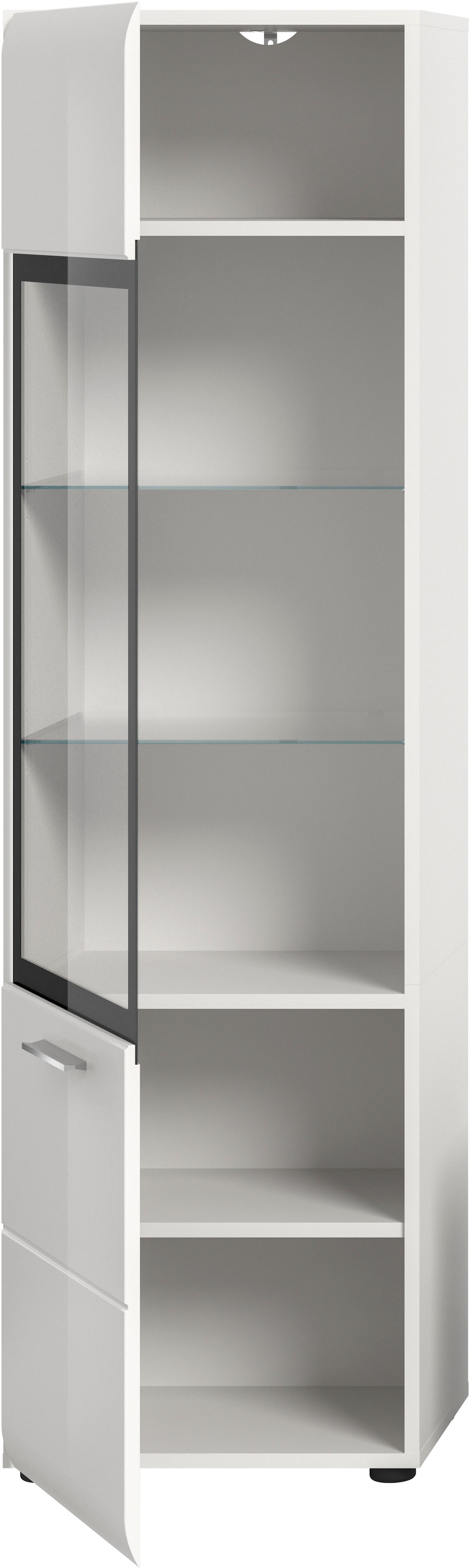 Home affaire Vitrine »FLORENZ, Höhe: 160 cm, hochwertige MDF-Front, Glastür, Glasböden« 1 Stk. tlg. Vitrine, Vitrine weiss, Vitrinenschrank, Wohnzimmervitrine, Wohnzimmer