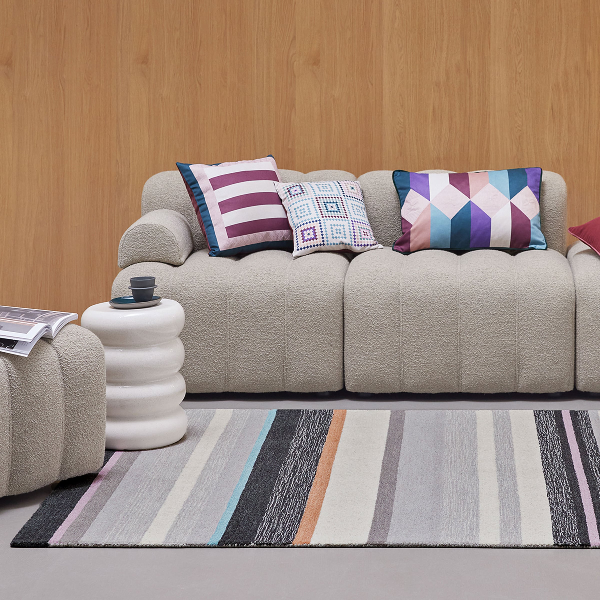 Wecon home Tapis »Sally« Rectangulaire 7 mm Höhe handgefertigt, gestreift, pflegeleicht, Wolle, Wohnzimmer, Esszimmer