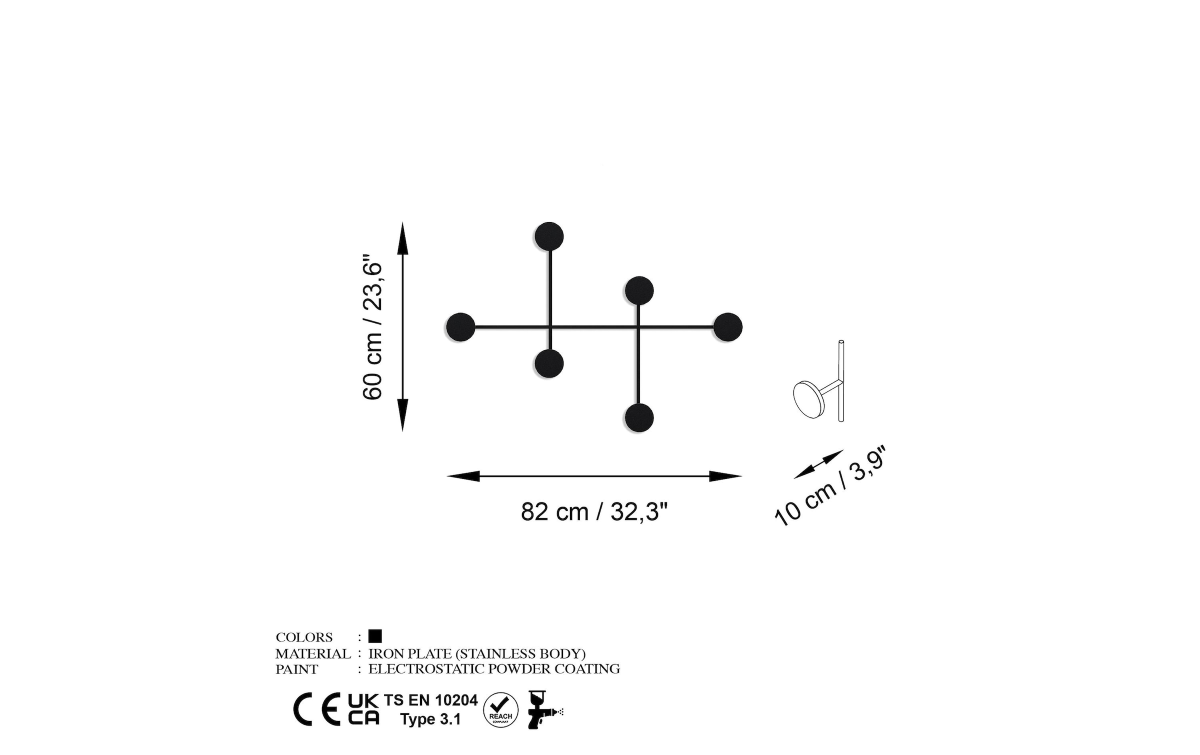   Garderobenleiste »Wallxpert Dama 6 Haken, Schwarz«