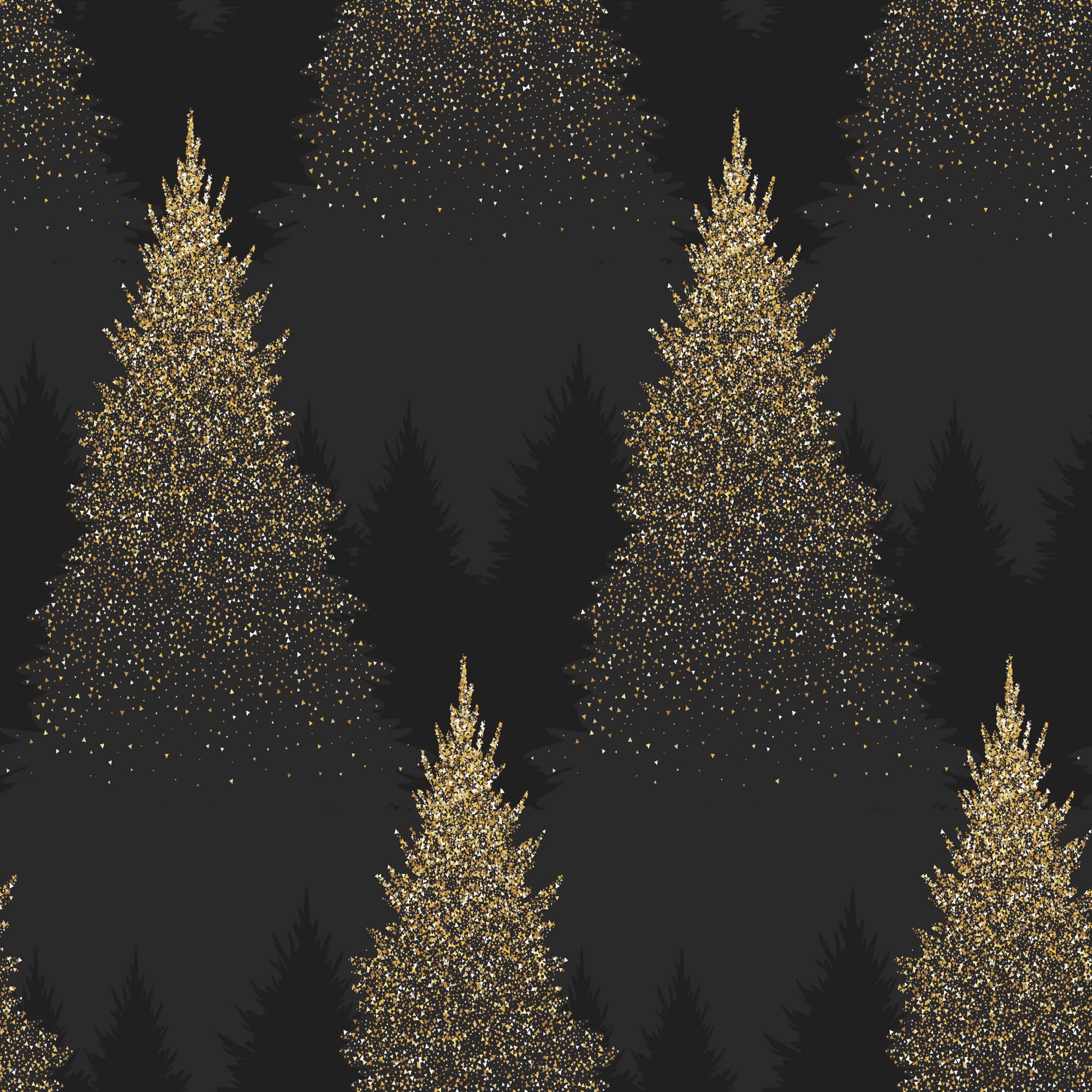 queence Dekokissen »Hannah« Kissenhülle,Schwarz,Tannenbäume,Glitzer,Wald,Weihnachten,Festlich