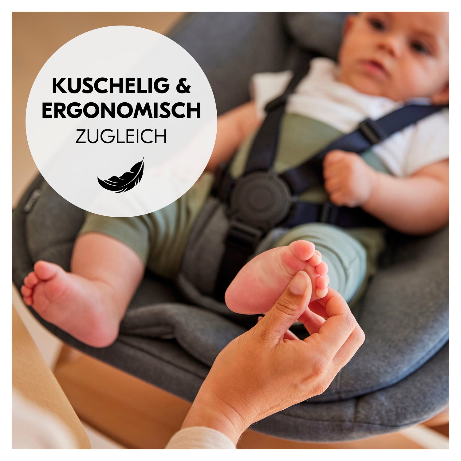 Hauck Transat pour bébé »Highchair Bouncer, Dark Grey Melange« bis 9 kilos für Alpha+, Beta+,  Arketa