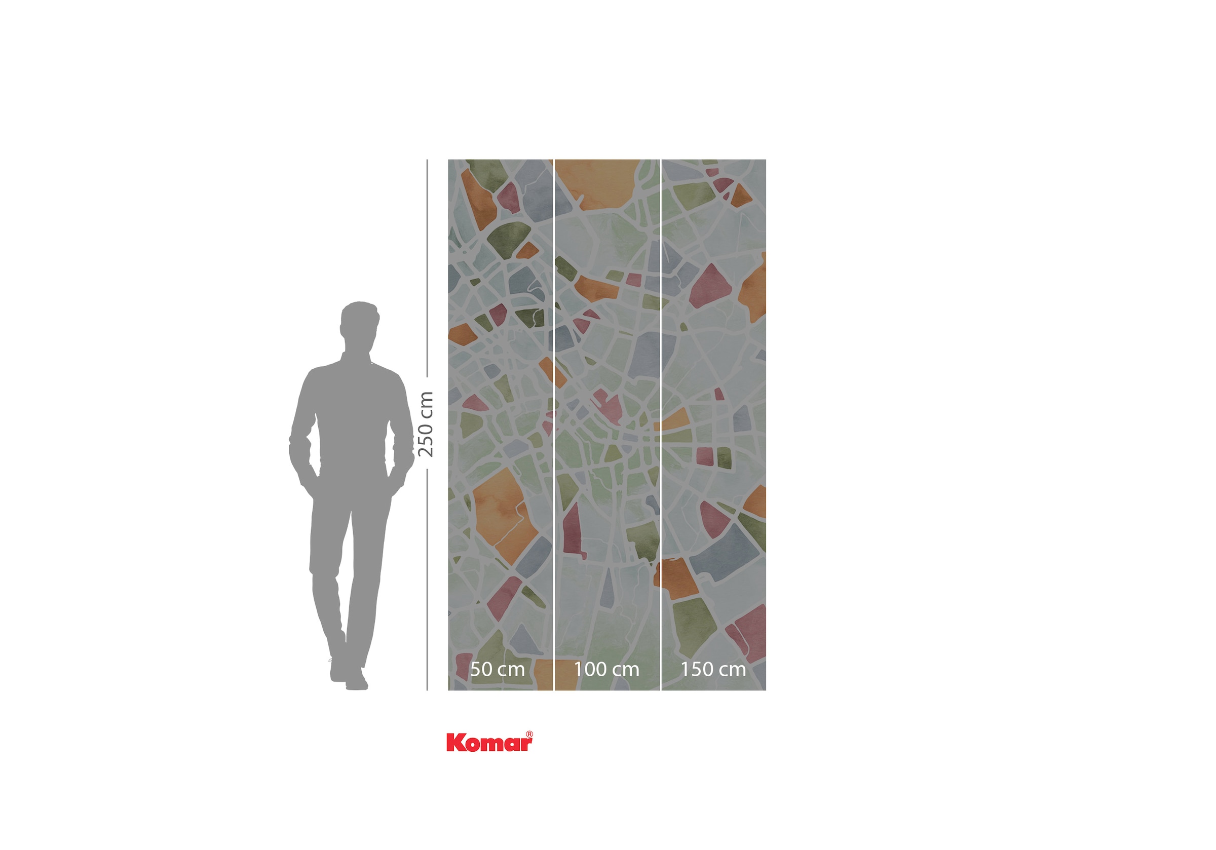 Komar Fototapete »Komar Vlies Fototapete - City Map - Grösse 150 x 250 cm« bedruckt glatt