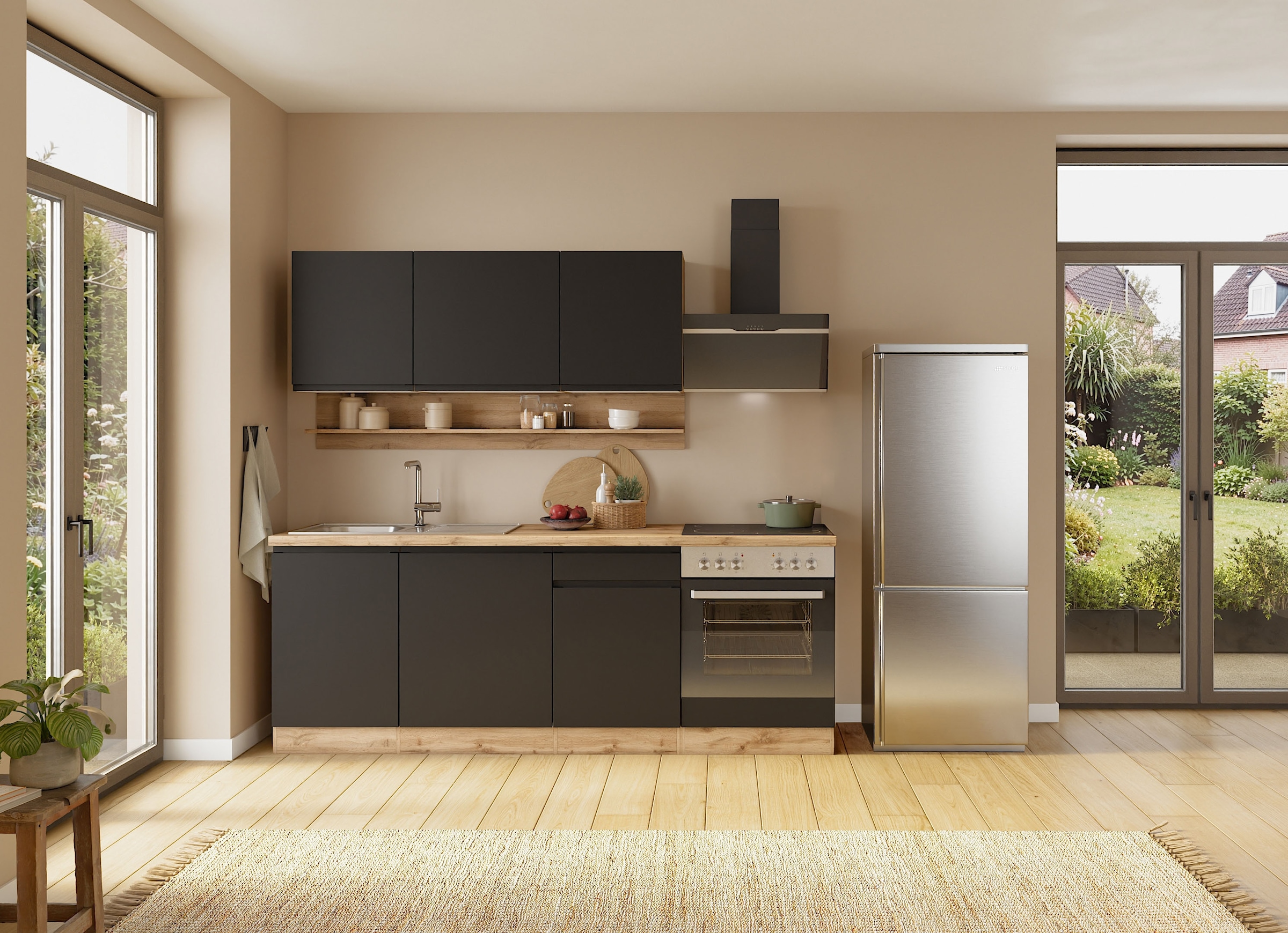 KOCHSTATION Meuble évier »KS-Virginia,neu in verbesserter Ausführung« Rangement, Softclose, sans robinet,  largeur 110 cm, évier encastré inclus, fermeture douce