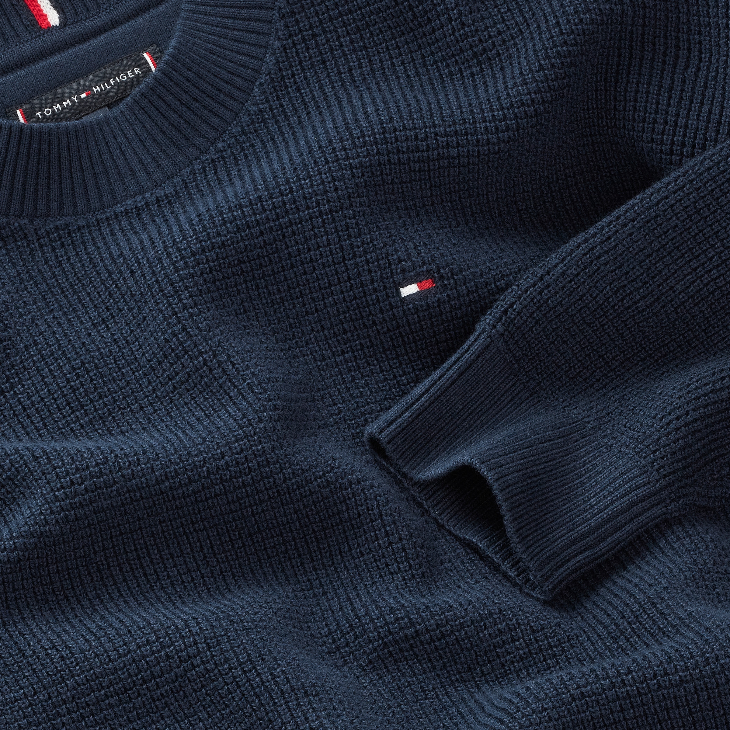 Tommy Hilfiger Pull à col rond »COTTON TEXTURE SWEATER« für Kinder bis 16 Jahre, Strukturstrick