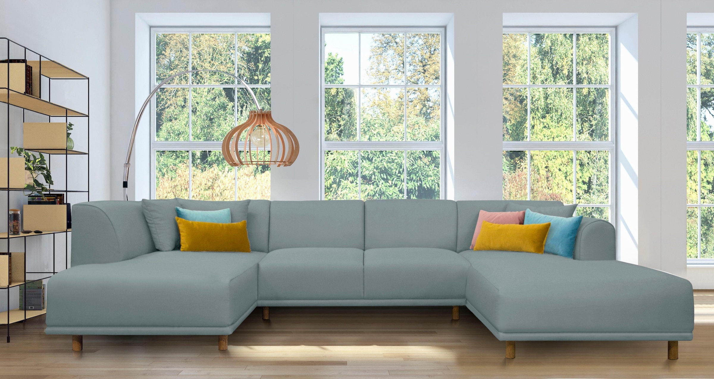 GOODproduct Paysage de salon »Maroon U-Form« in skandinavischem Design, mit losen Kissen