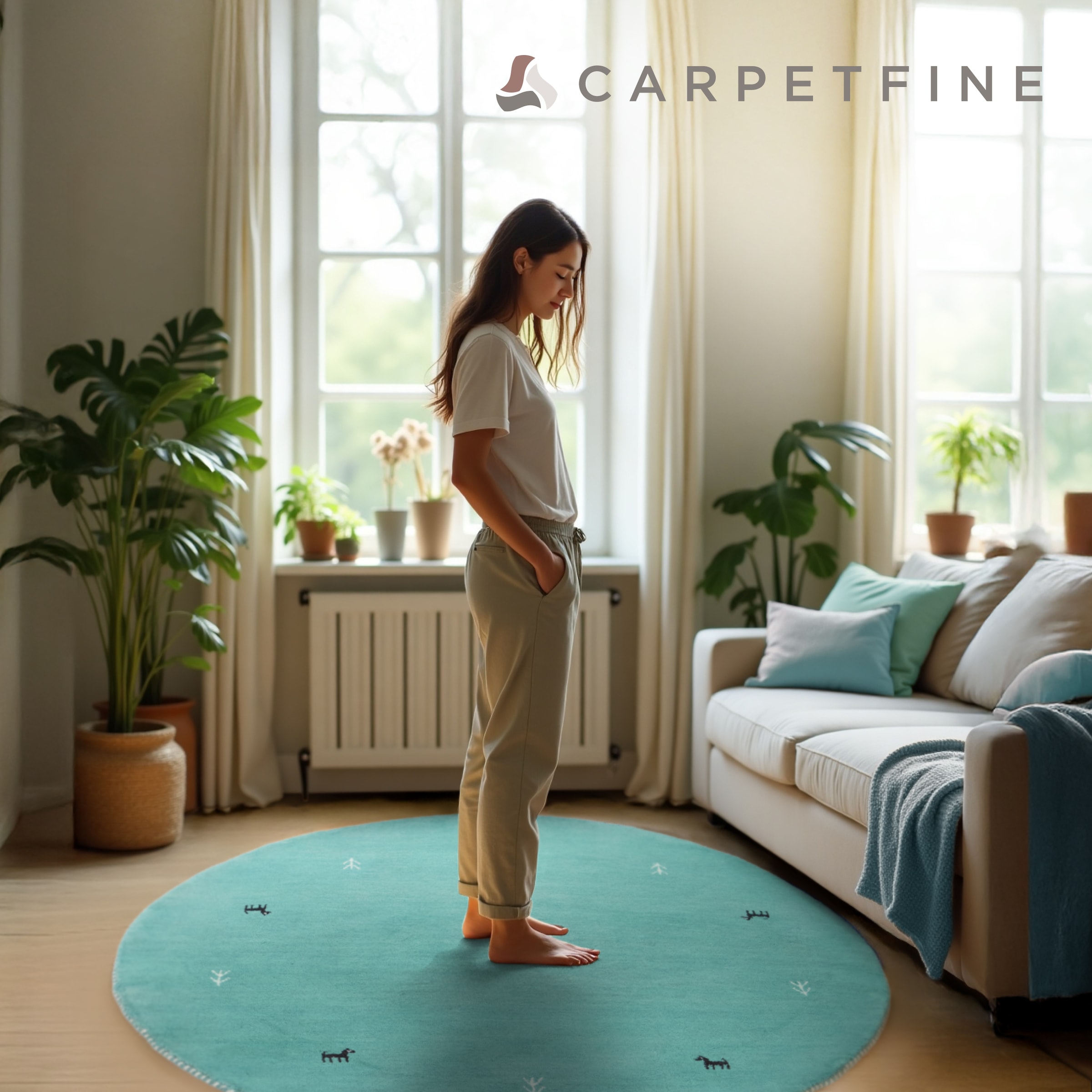 carpetfine Wollteppich »Gabbeh Uni« rund 15 mm Höhe reine Wolle handgewebt, Gabbeh Tiermotiv warmes Raumklima viele Grössen