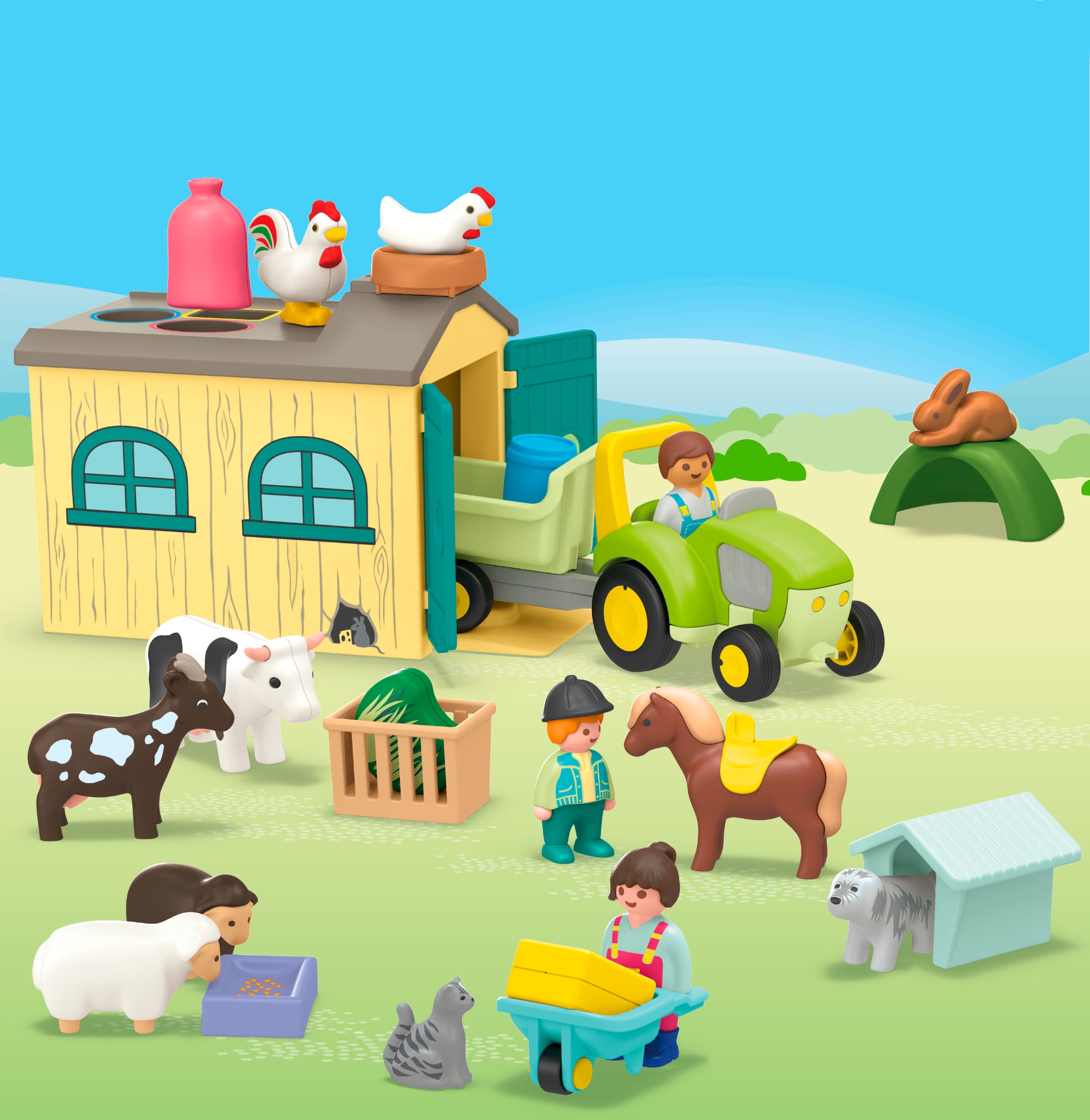 Playmobil® Jeu de construction »Bauernhof-Abenteuer mit Traktor, Anhänger u. tier. Freunden (71656)« JUNIOR, Made in Europe