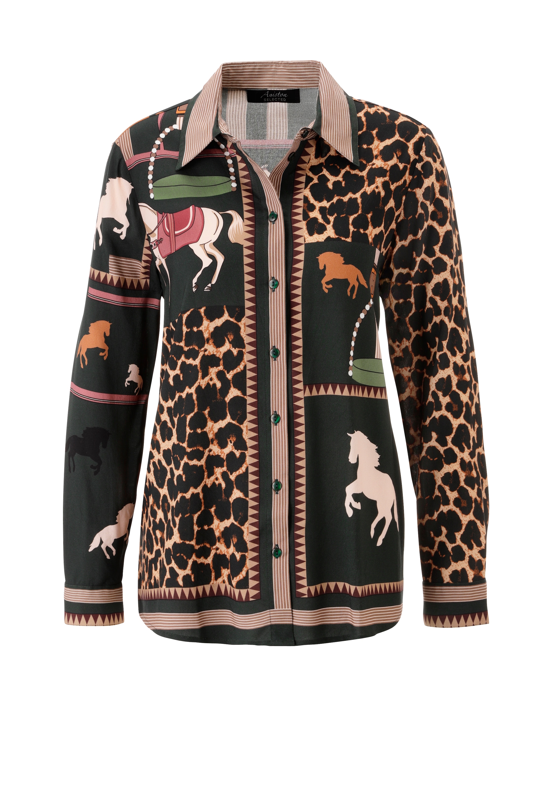 Aniston SELECTED Blouse chemise avec imprimé animalier artistique et remarquable - NOUVELLE COLLECTION