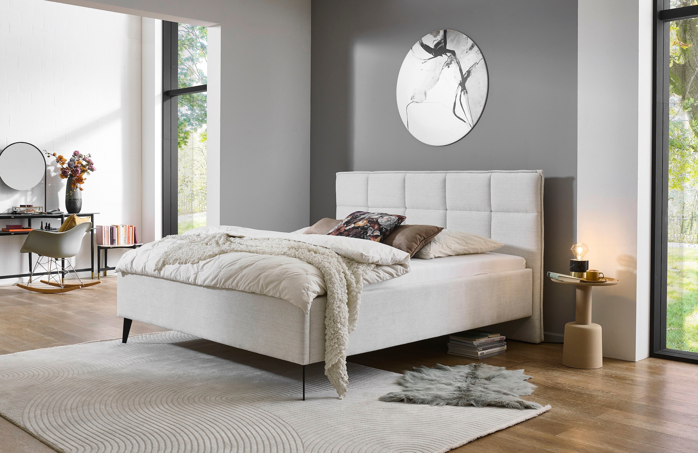 meise.möbel Lit rembourré »Paulo wahlweise mit Bettkasten, erhältlich in den Breiten 160 & 180cm« wahlweise mit Holz- oder Metallfuss