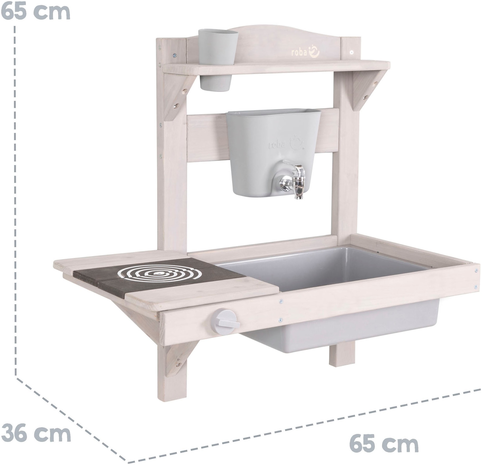 roba® Outdoor-Spielküche »Matschküche zum Hängen, grau lasiert, aus Holz« FSC® - schützt Wald