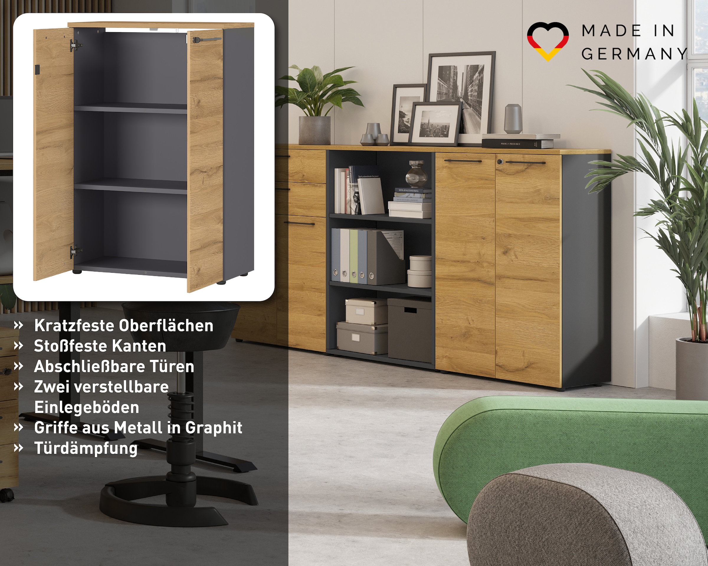 GERMANIA Aktenschrank »GW-Agenda« opt. mit Schublade, Masse 80x120 cm, Made in Germany