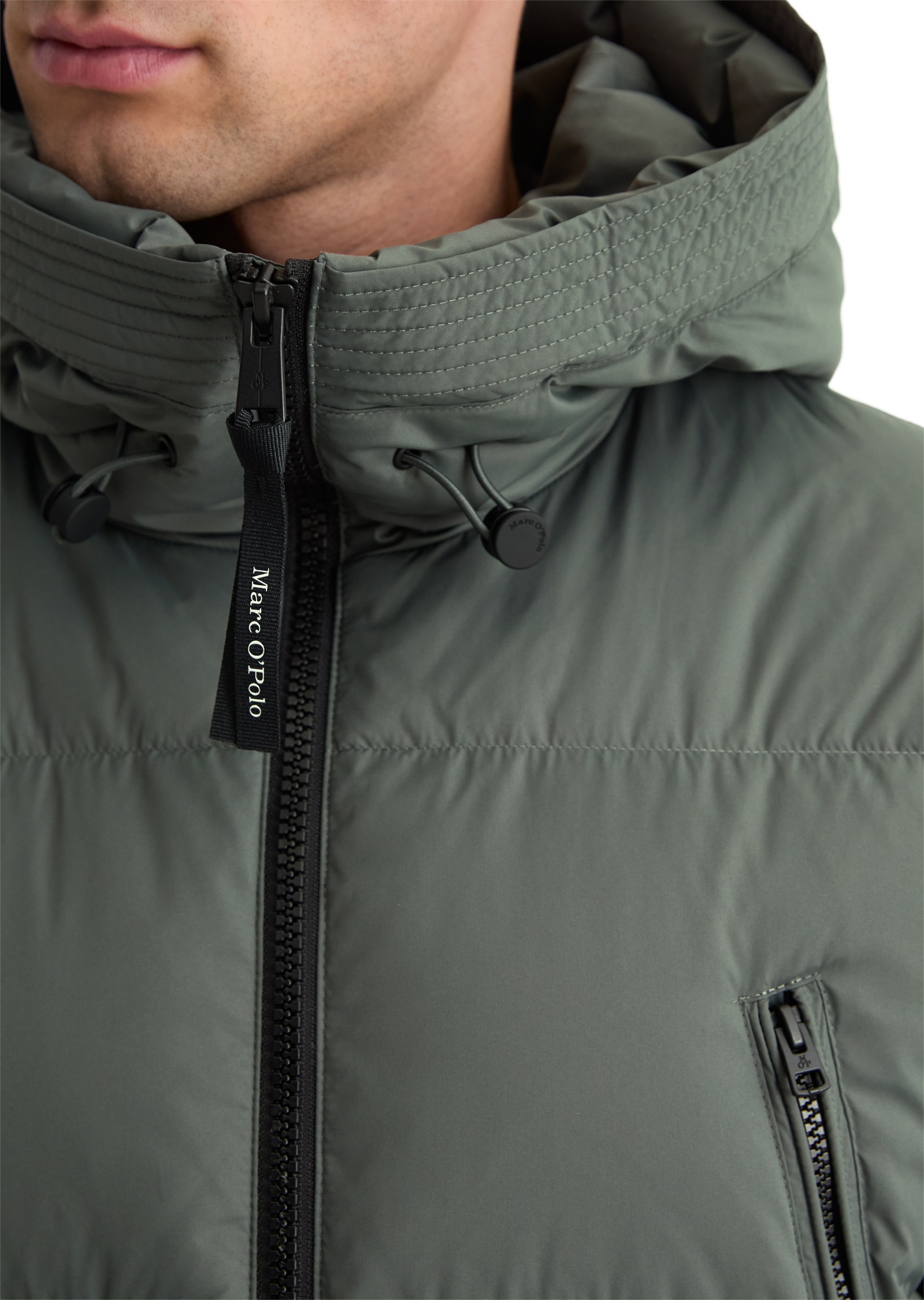 Marc O'Polo Daunenjacke mit Kapuze Pufferjacke, regular fit, eingesetzte, elastische Ärmelabschlüsse