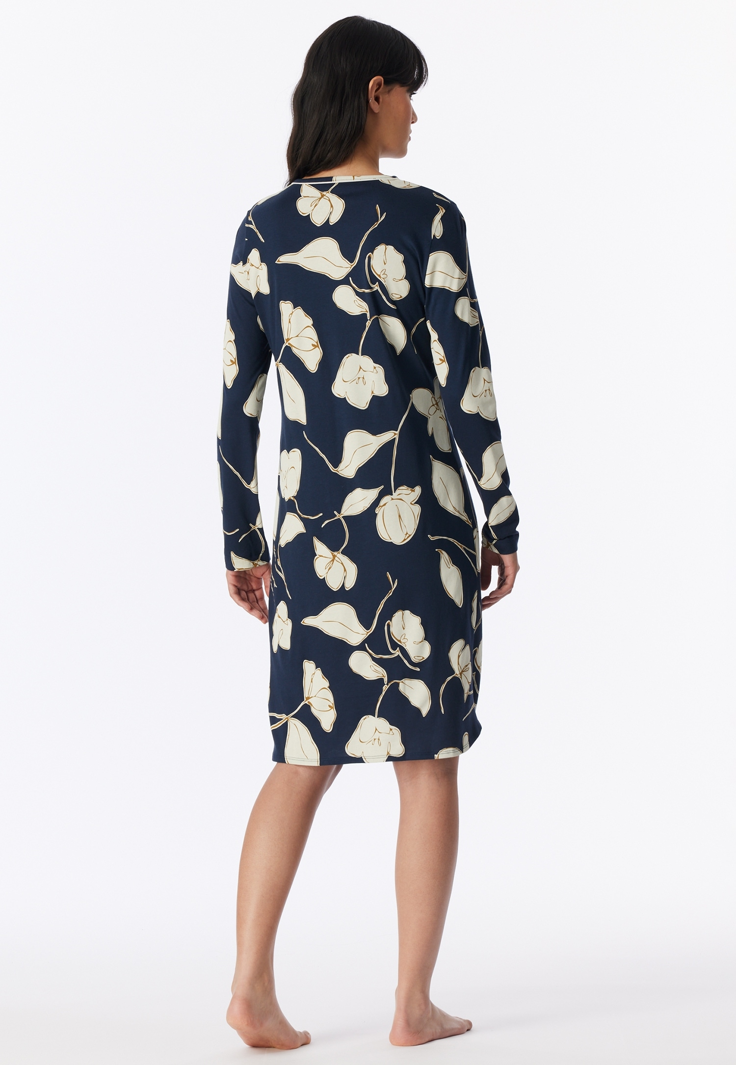 Schiesser Chemise de nuit »Comfort Nightwear« motif floral, manches longues, jersey simple, col rond