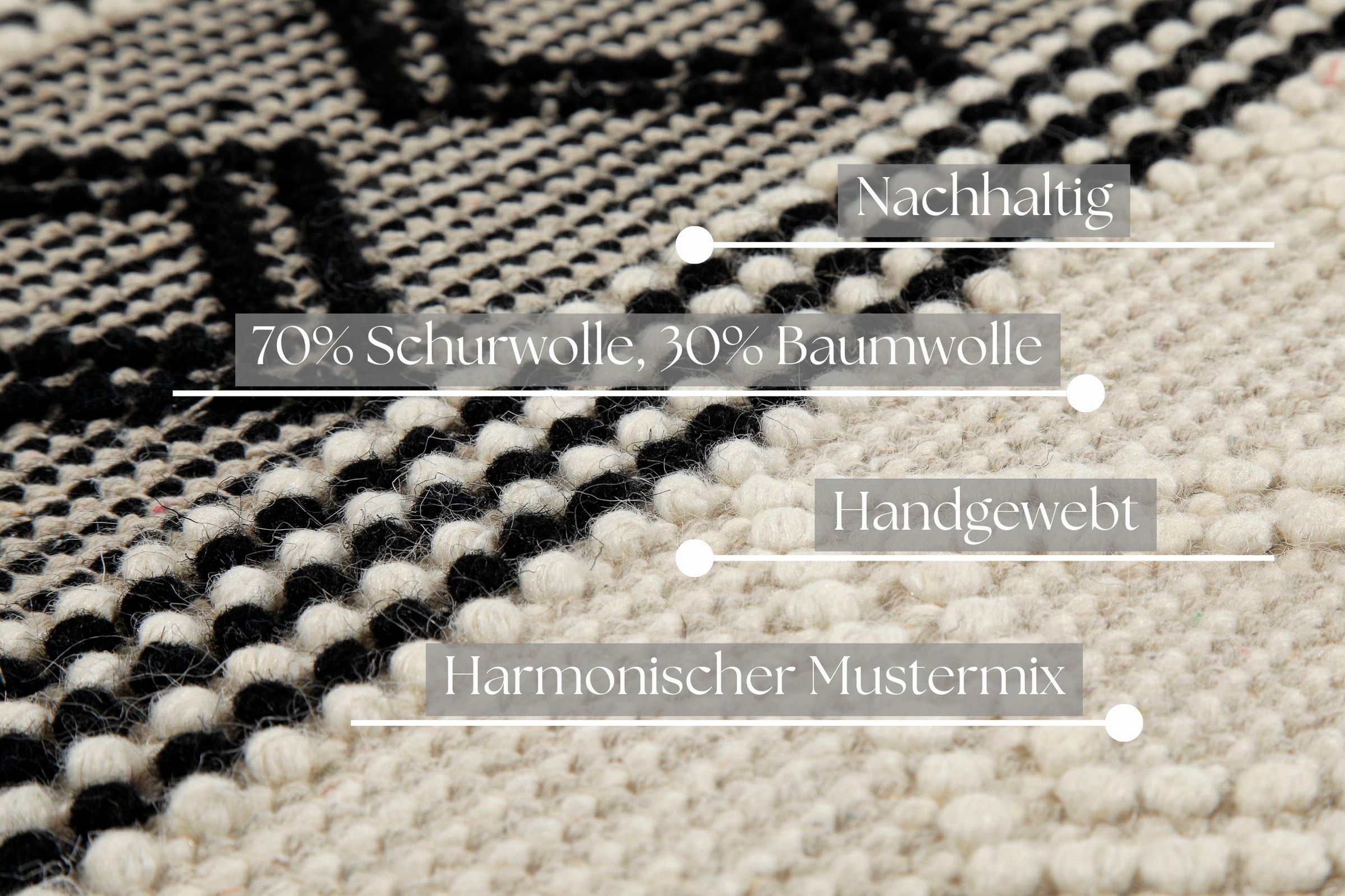 GOODproduct Teppich »Jorvik« rechteckig 8 mm Höhe Kurzflor, Wolle, handgewebt, mit Fransen, Schlafzimmer