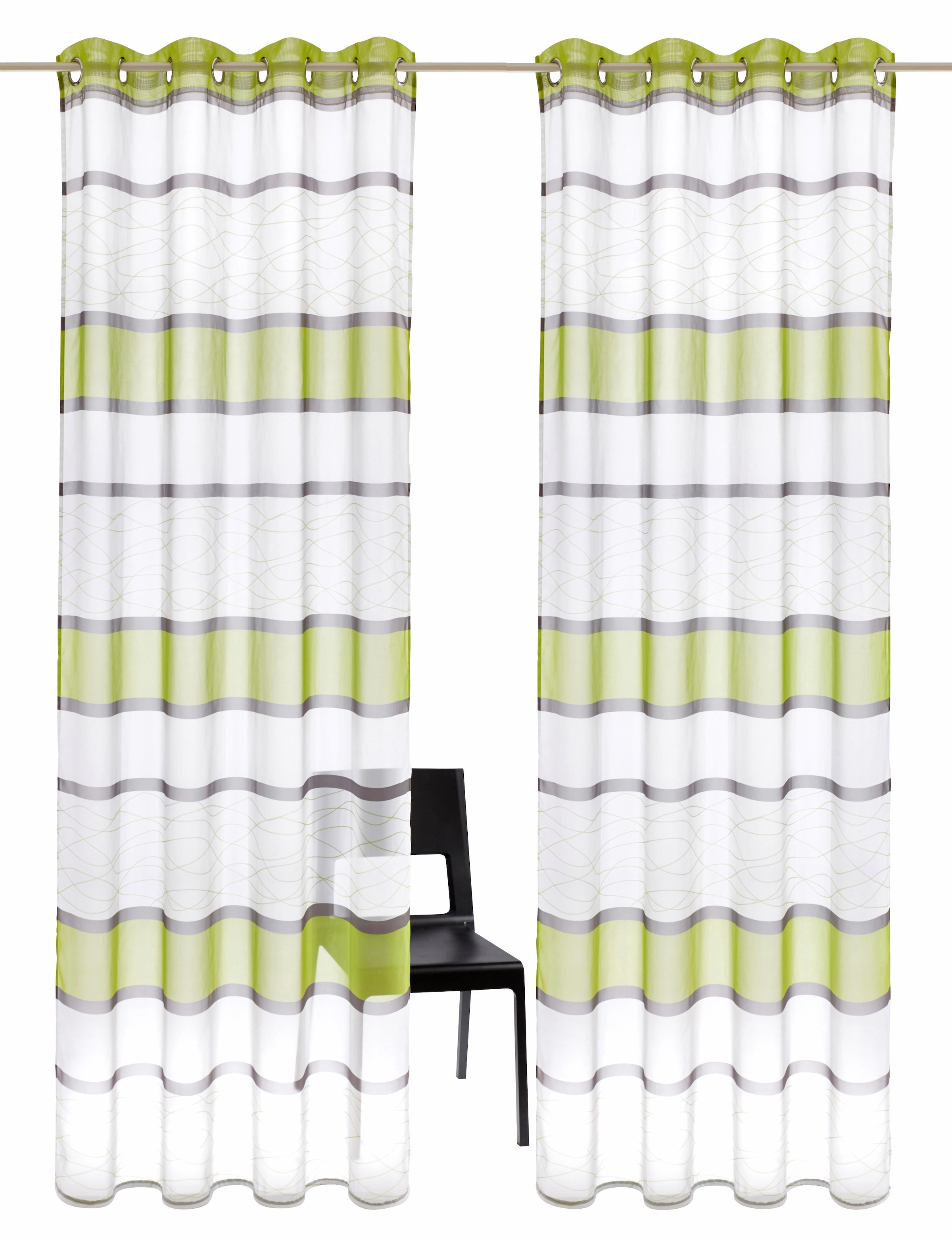 my home Rideau »Jay« Œillet 2 cuis tlg. Vorhang, 2-er Set, Fertiggardine, transparent, Querstreifen